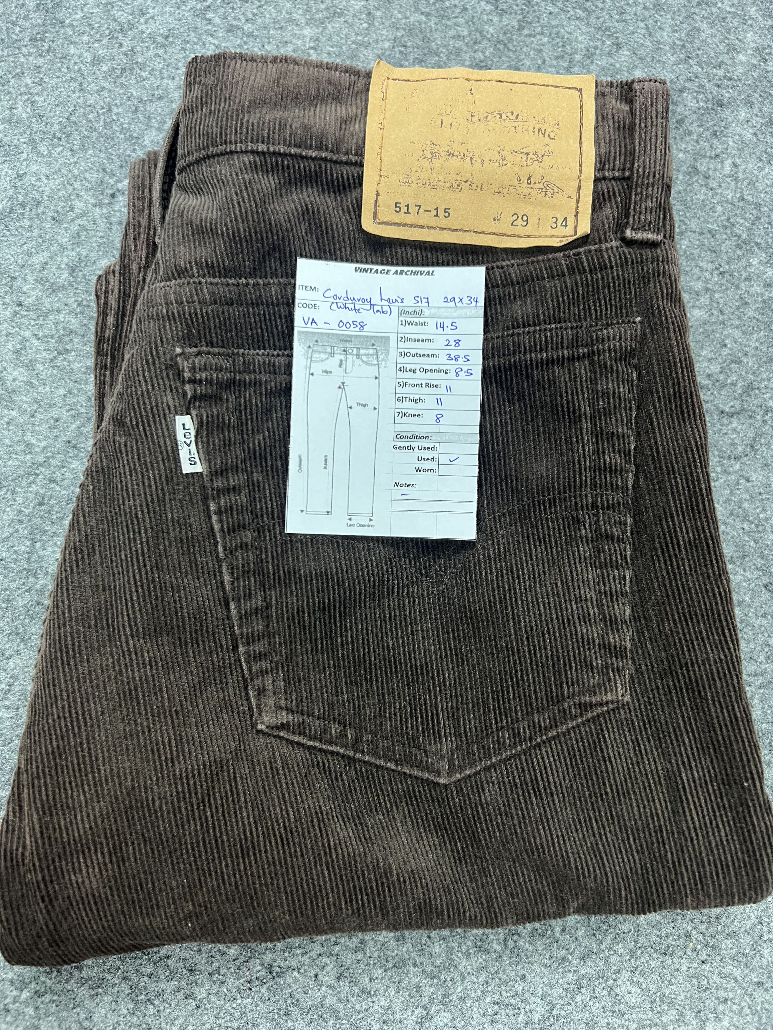 Levi's × Vintage Cordrouy LEVIS 517 Bootcut White Tab Size US 29 - 14 Thumbnail