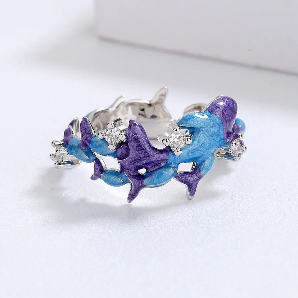 Japanese Brand × Jewelry × Vintage Creative Handmade Blue Purple Enamel Ring Size ONE SIZE - 3 Thumbnail