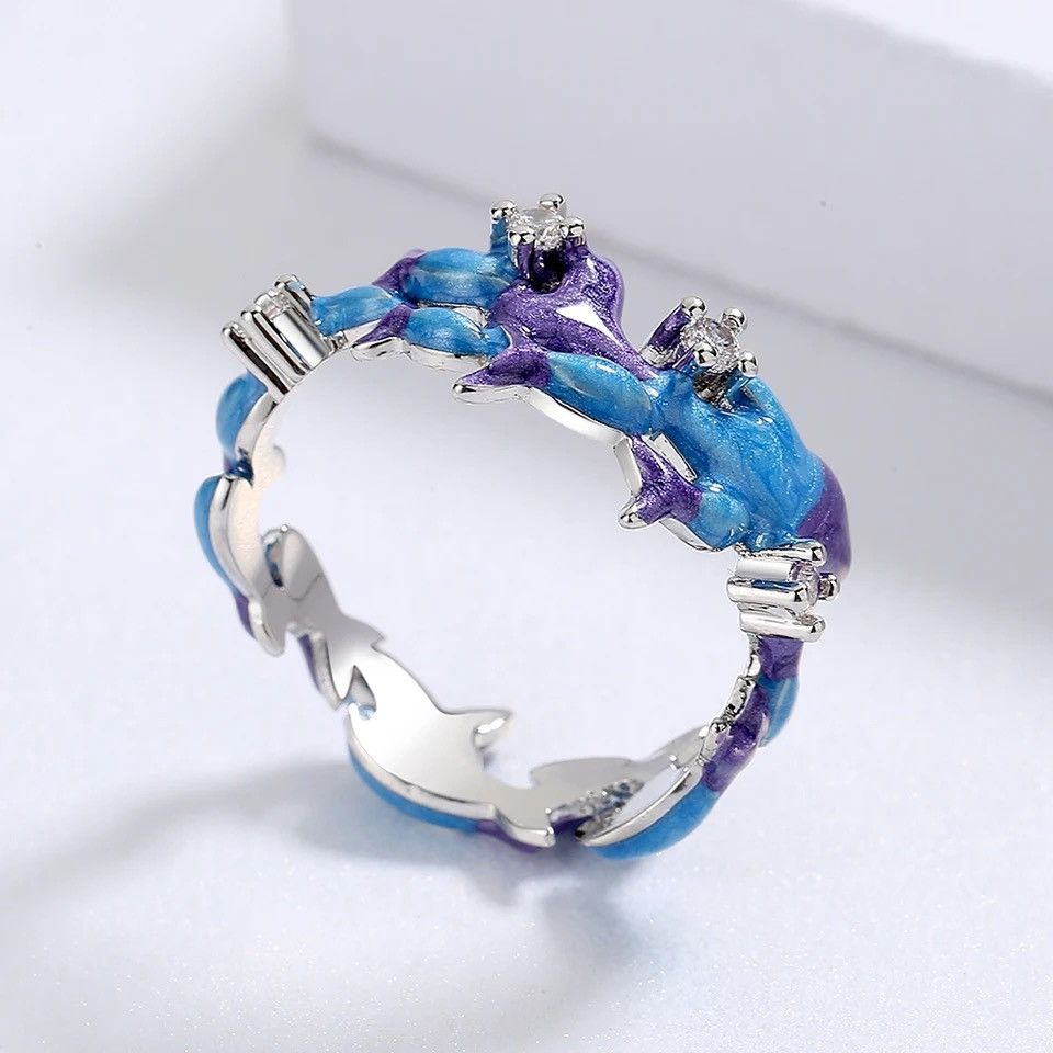 Japanese Brand × Jewelry × Vintage Creative Handmade Blue Purple Enamel Ring Size ONE SIZE - 2 Thumbnail