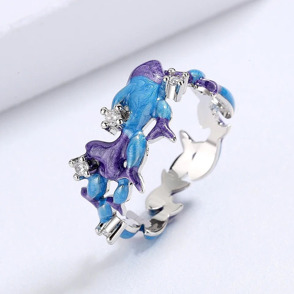 Japanese Brand × Jewelry × Vintage Creative Handmade Blue Purple Enamel Ring Size ONE SIZE - 1 Thumbnail