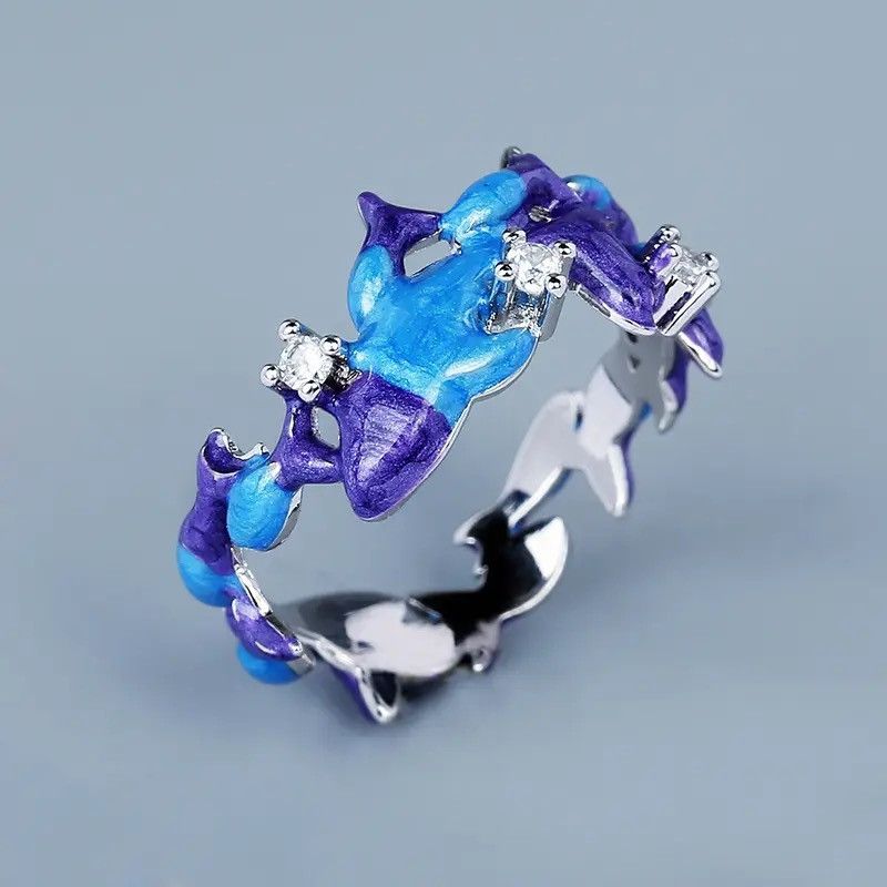 Japanese Brand × Jewelry × Vintage Creative Handmade Blue Purple Enamel Ring Size ONE SIZE - 4 Thumbnail