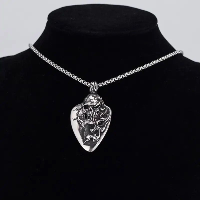 Jewelry Heart Long Hair Skull Pendant Necklace Size ONE SIZE - 2 Thumbnail