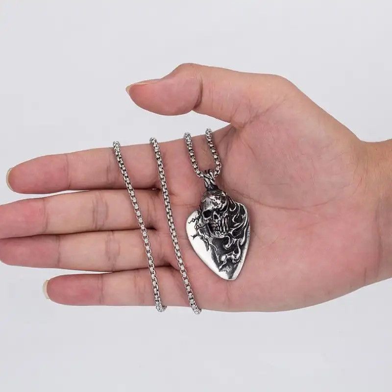 Jewelry Heart Long Hair Skull Pendant Necklace Size ONE SIZE - 1 Thumbnail