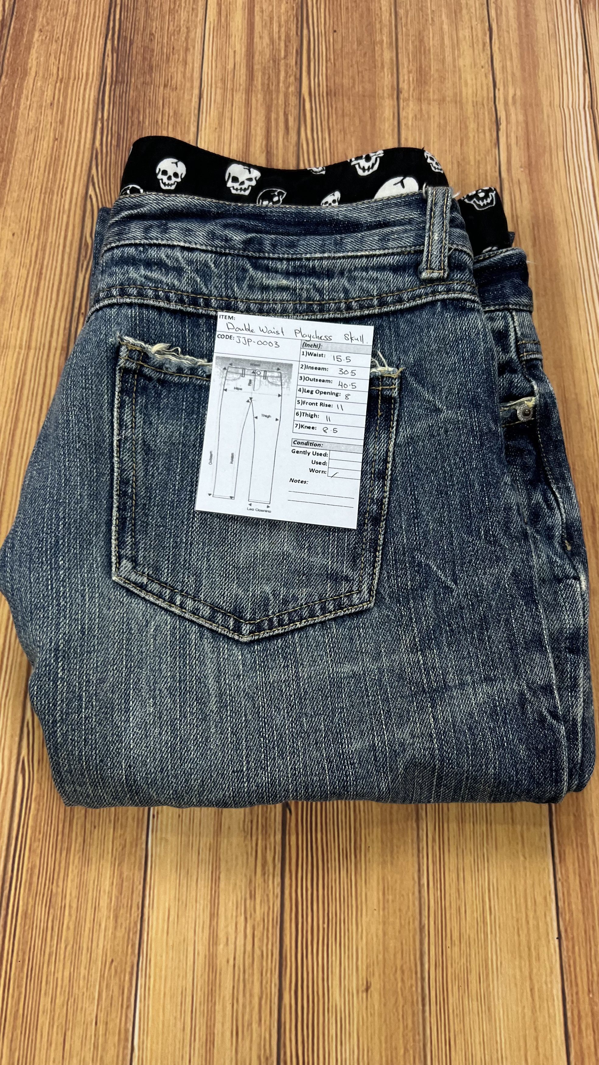 Japanese Brand Skulls Playchess Double Waist Jeans Size US 31 - 15 Thumbnail