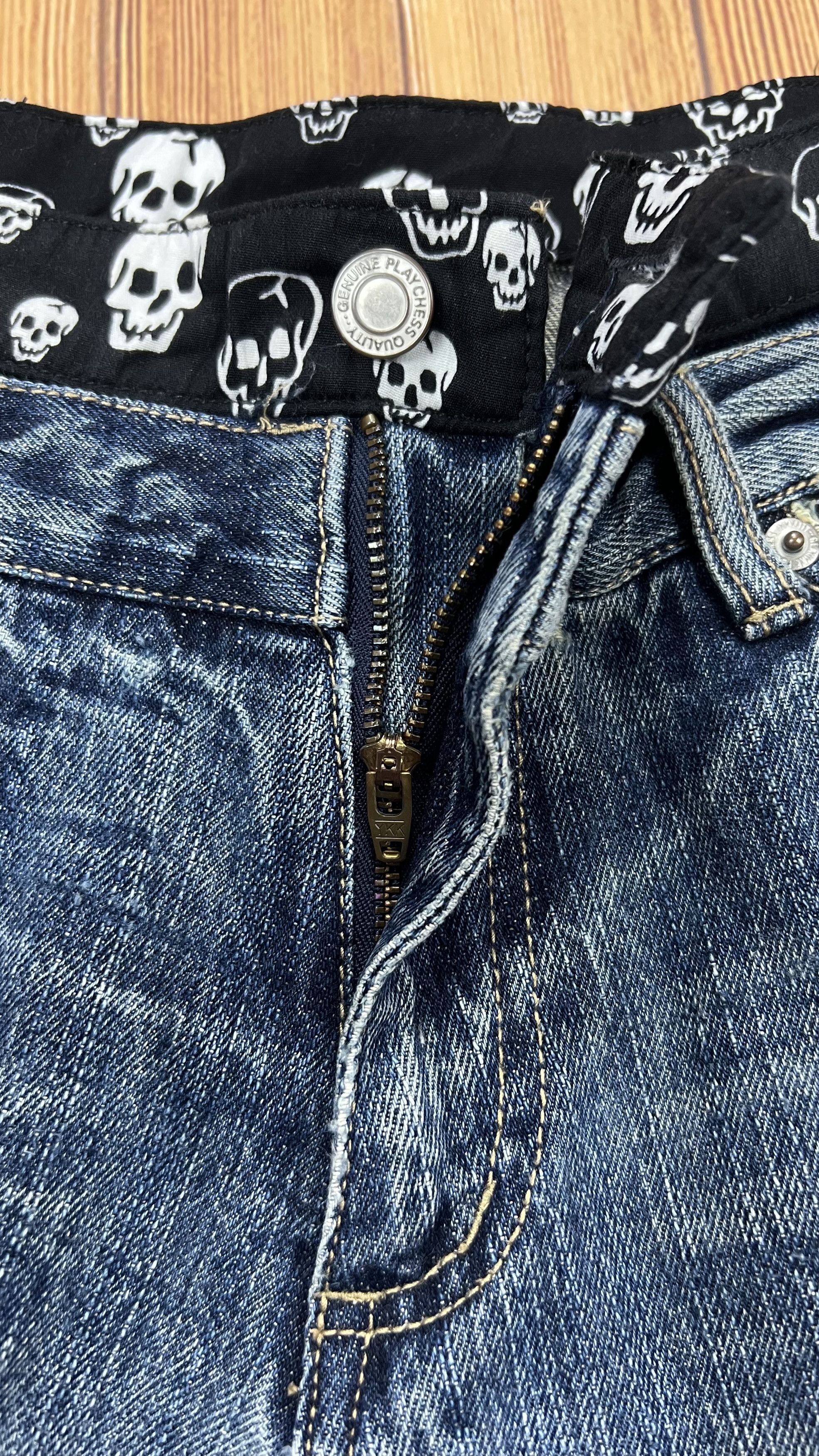 Japanese Brand Skulls Playchess Double Waist Jeans Size US 31 - 5 Thumbnail
