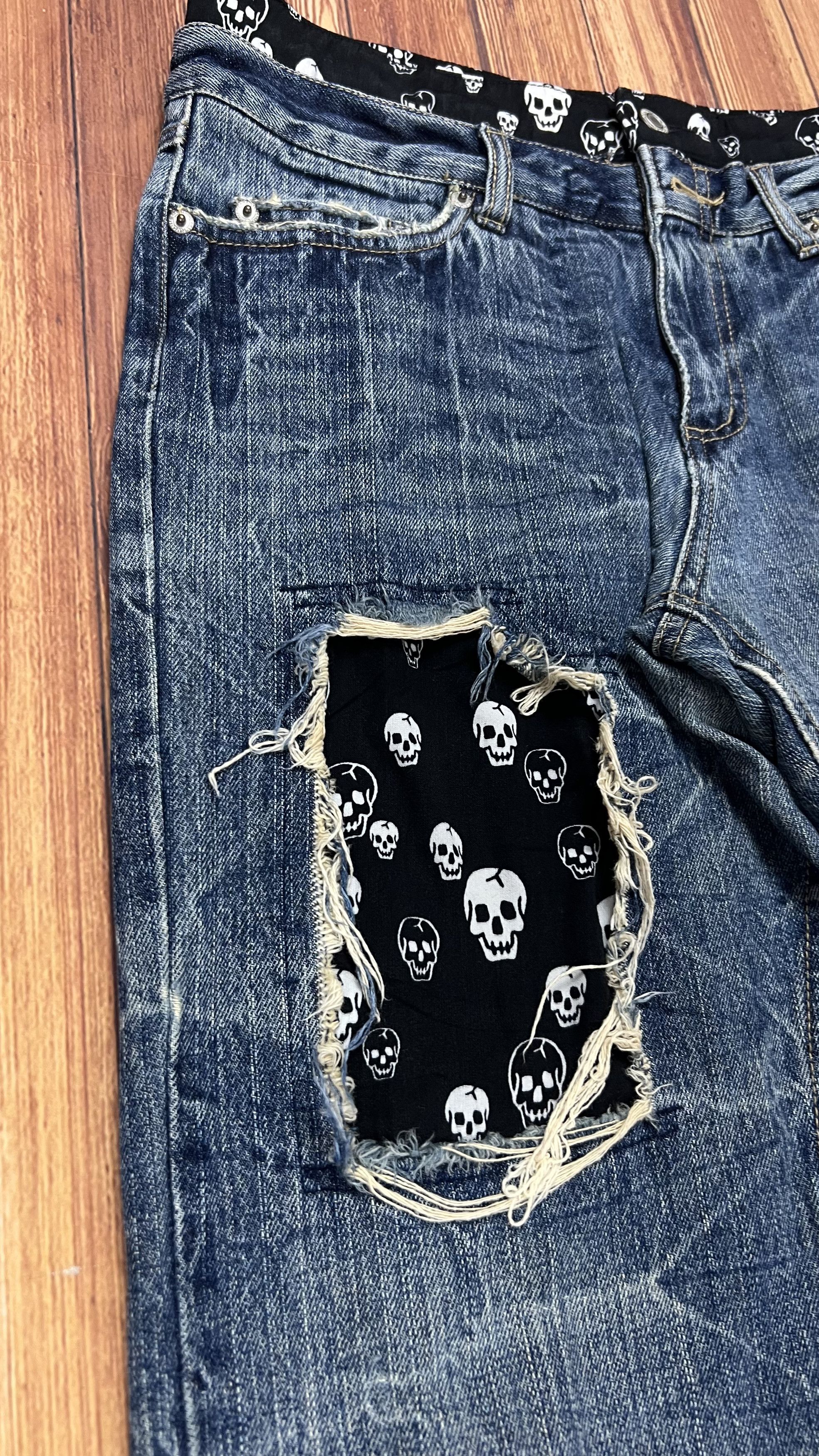 Japanese Brand Skulls Playchess Double Waist Jeans Size US 31 - 4 Thumbnail
