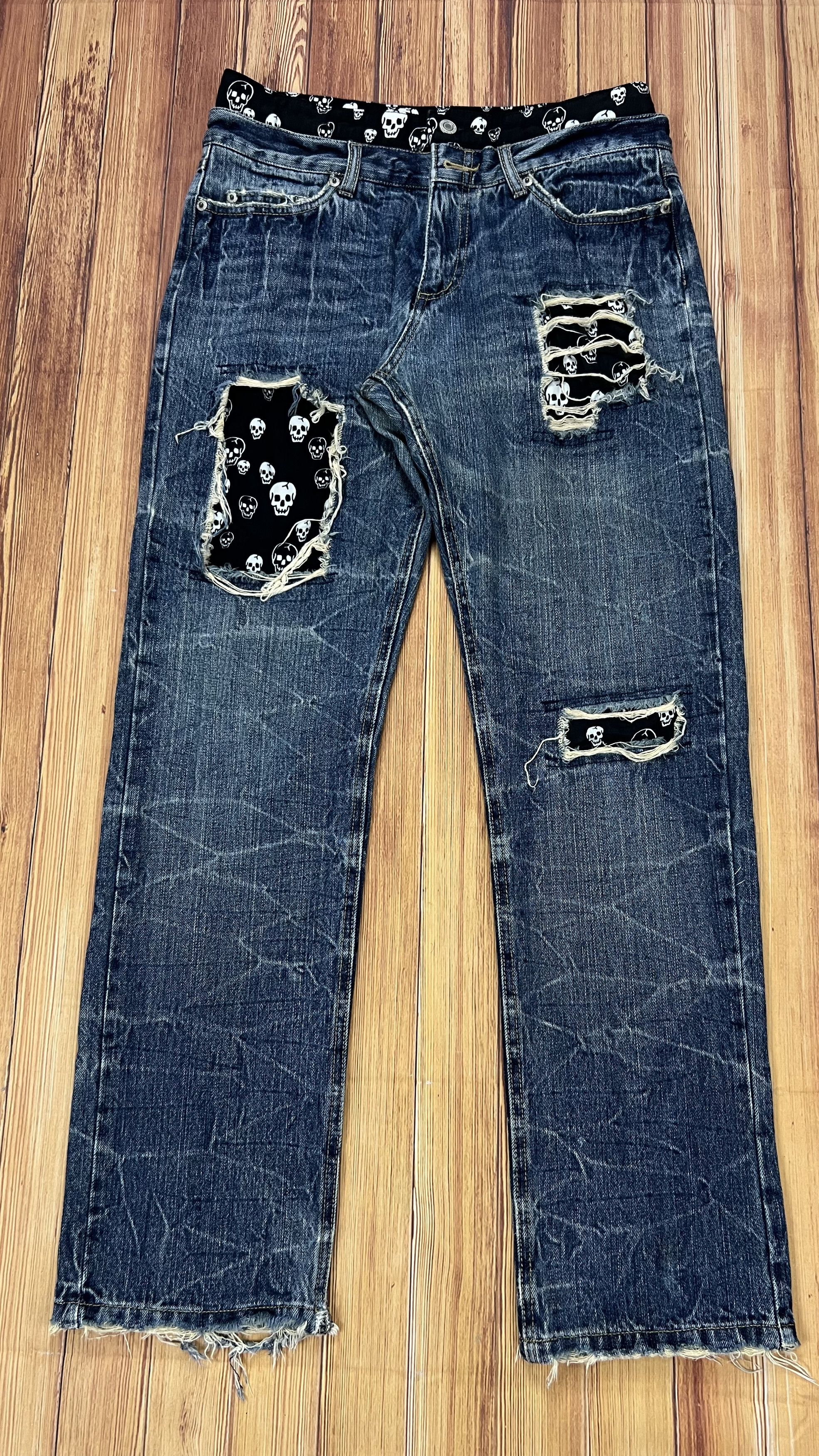 Japanese Brand Skulls Playchess Double Waist Jeans Size US 31 - 1 Thumbnail