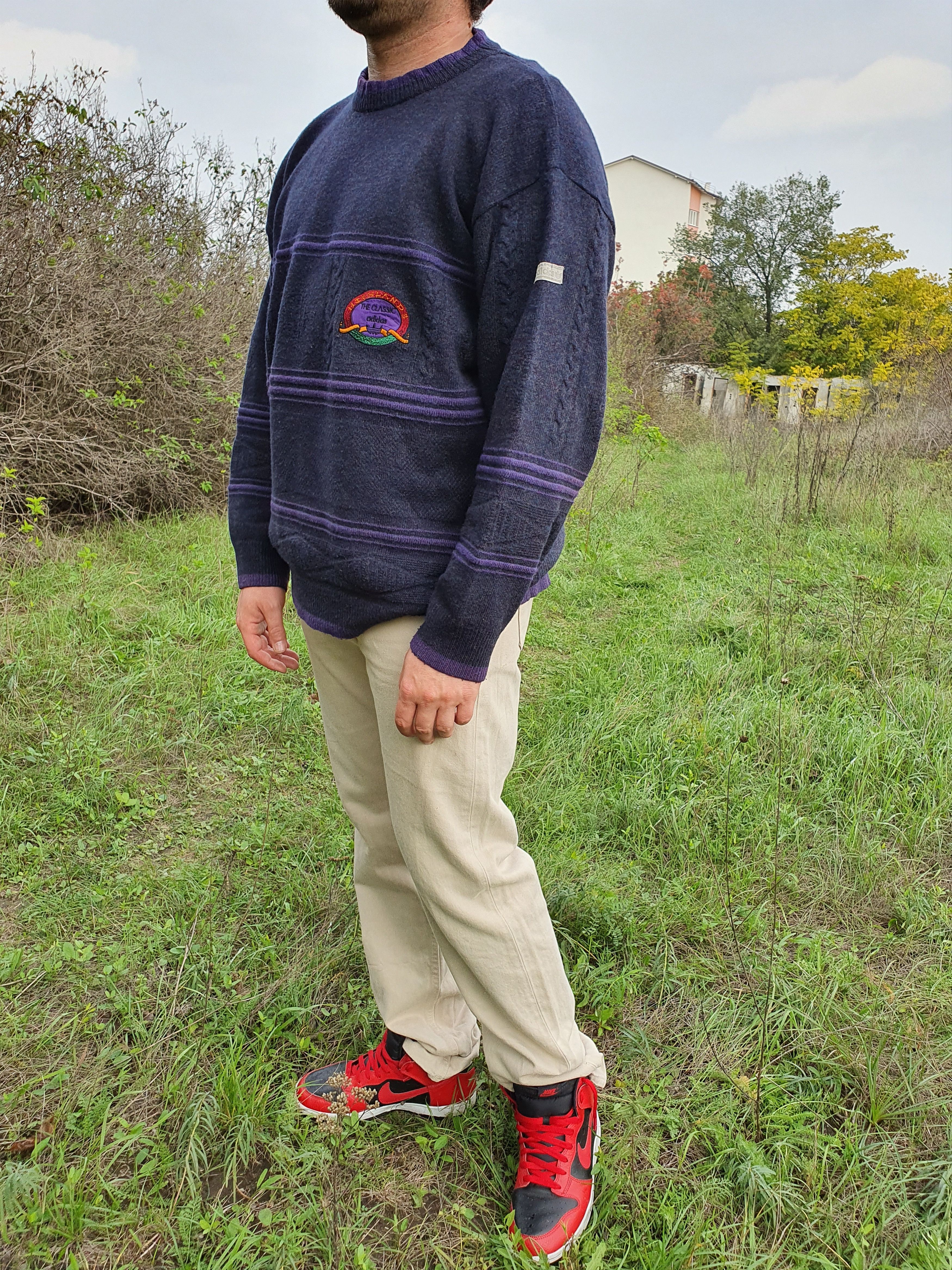 Adidas × Vintage Vintage 80s Adidas Knitted Wool Sweater German Pullover Size US L / EU 52-54 / 3 - 14 Thumbnail