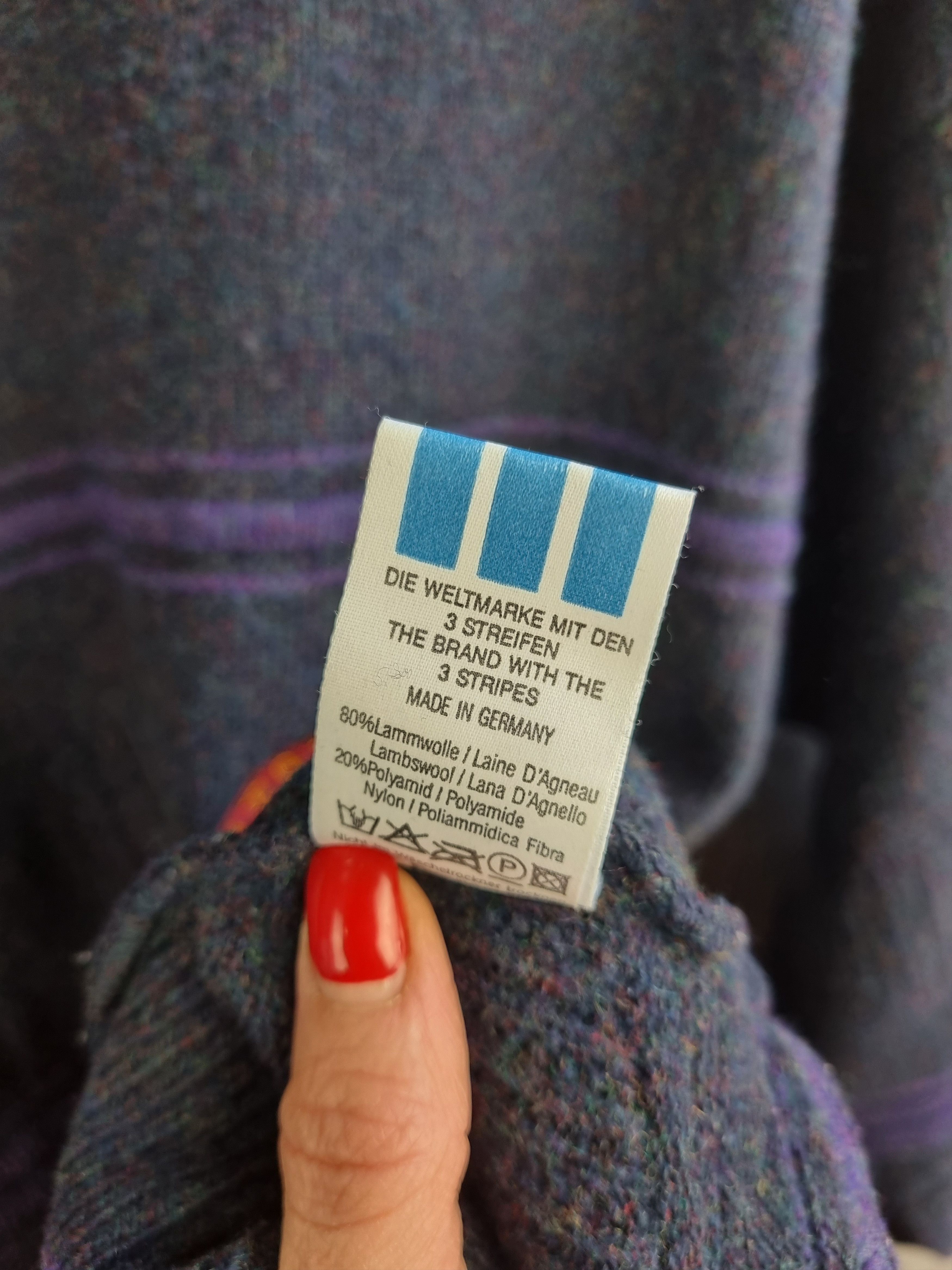 Adidas × Vintage Vintage 80s Adidas Knitted Wool Sweater German Pullover Size US L / EU 52-54 / 3 - 13 Thumbnail