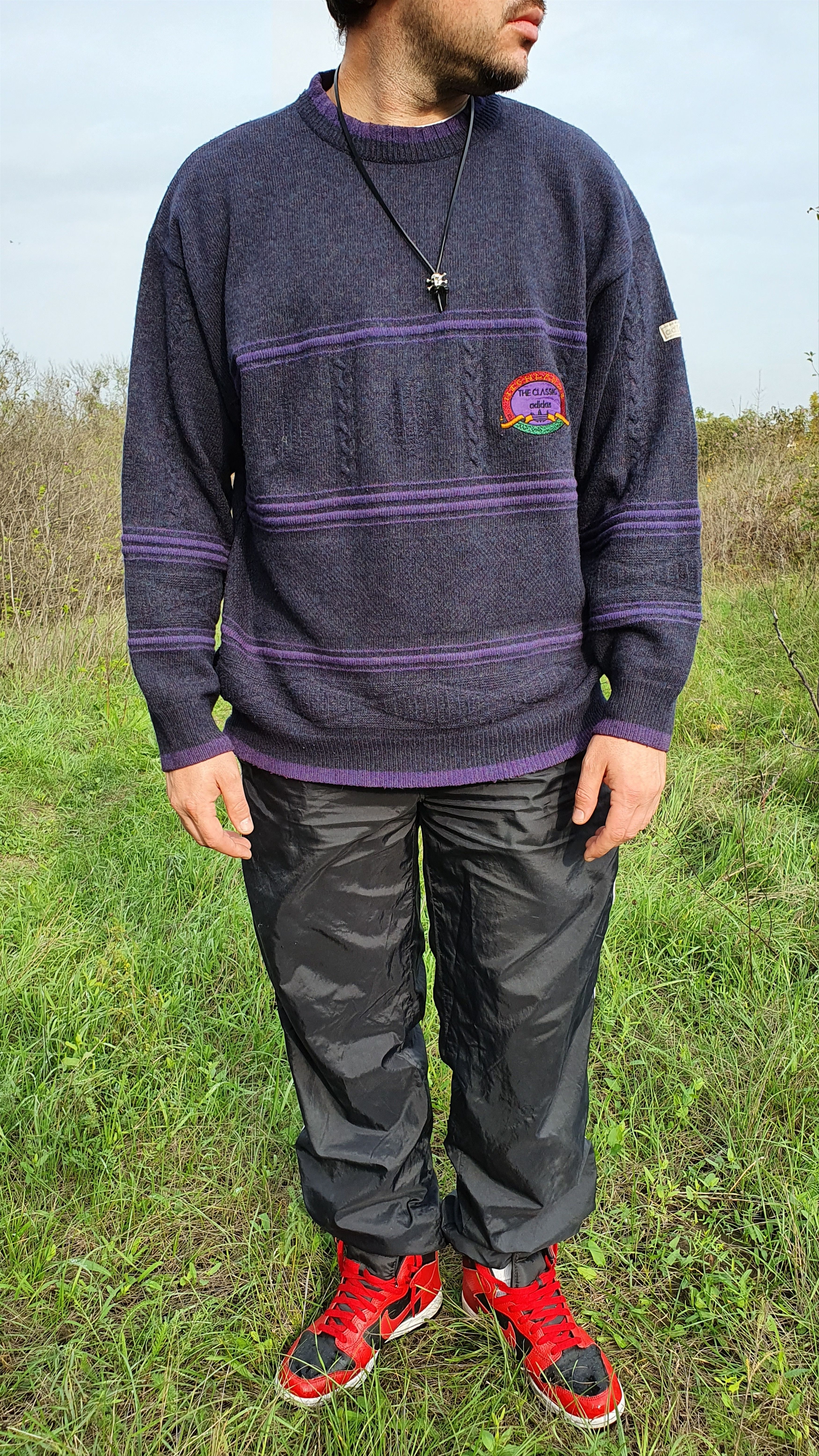 Adidas × Vintage Vintage 80s Adidas Knitted Wool Sweater German Pullover Size US L / EU 52-54 / 3 - 7 Thumbnail