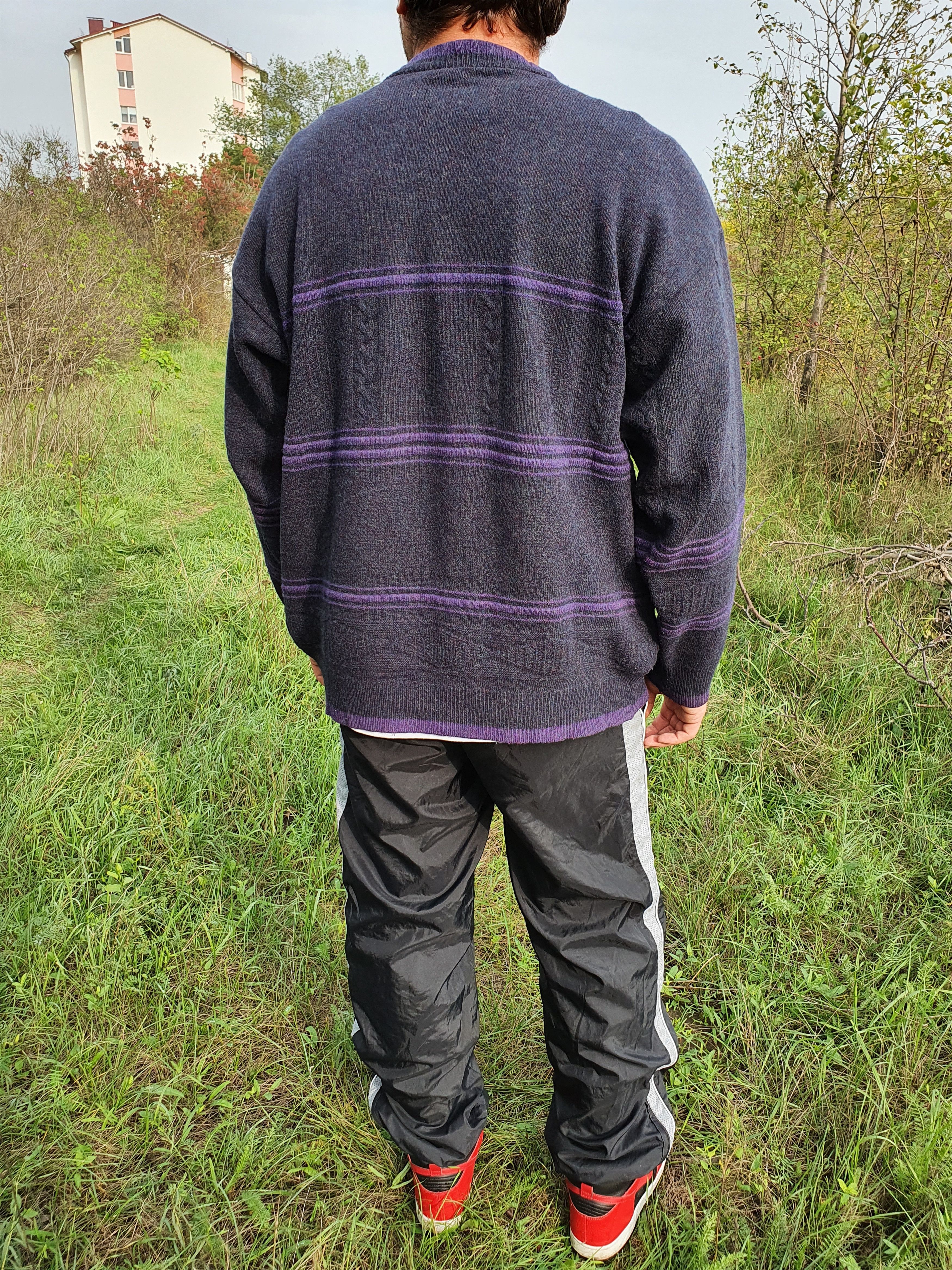 Adidas × Vintage Vintage 80s Adidas Knitted Wool Sweater German Pullover Size US L / EU 52-54 / 3 - 8 Thumbnail