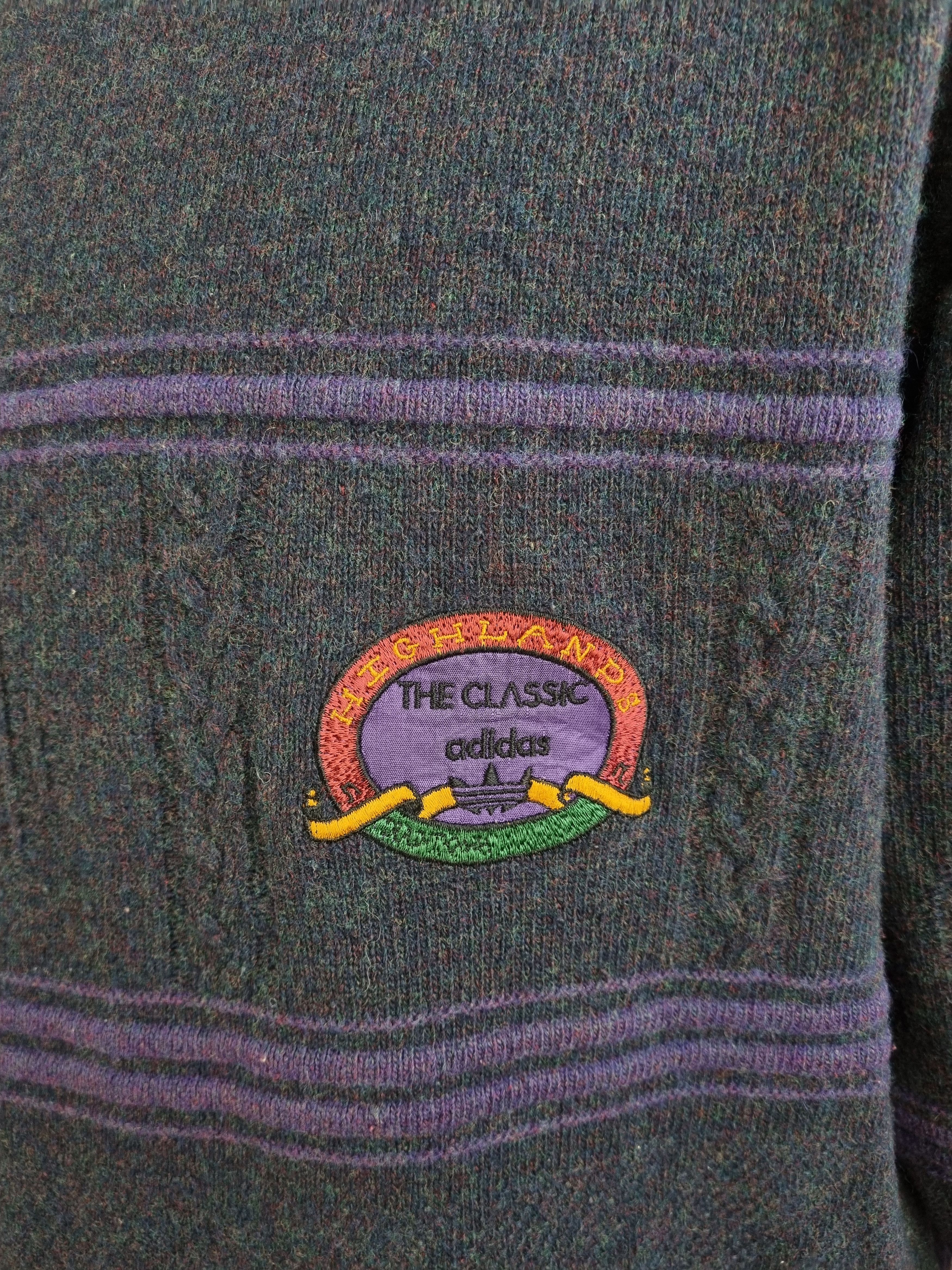 Adidas × Vintage Vintage 80s Adidas Knitted Wool Sweater German Pullover Size US L / EU 52-54 / 3 - 11 Thumbnail