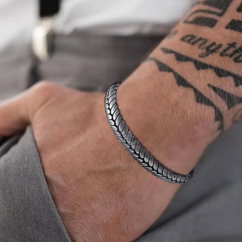 Jewelry Old Oxidized Gray Braided Cuff Bracelet Size ONE SIZE - 1 Thumbnail