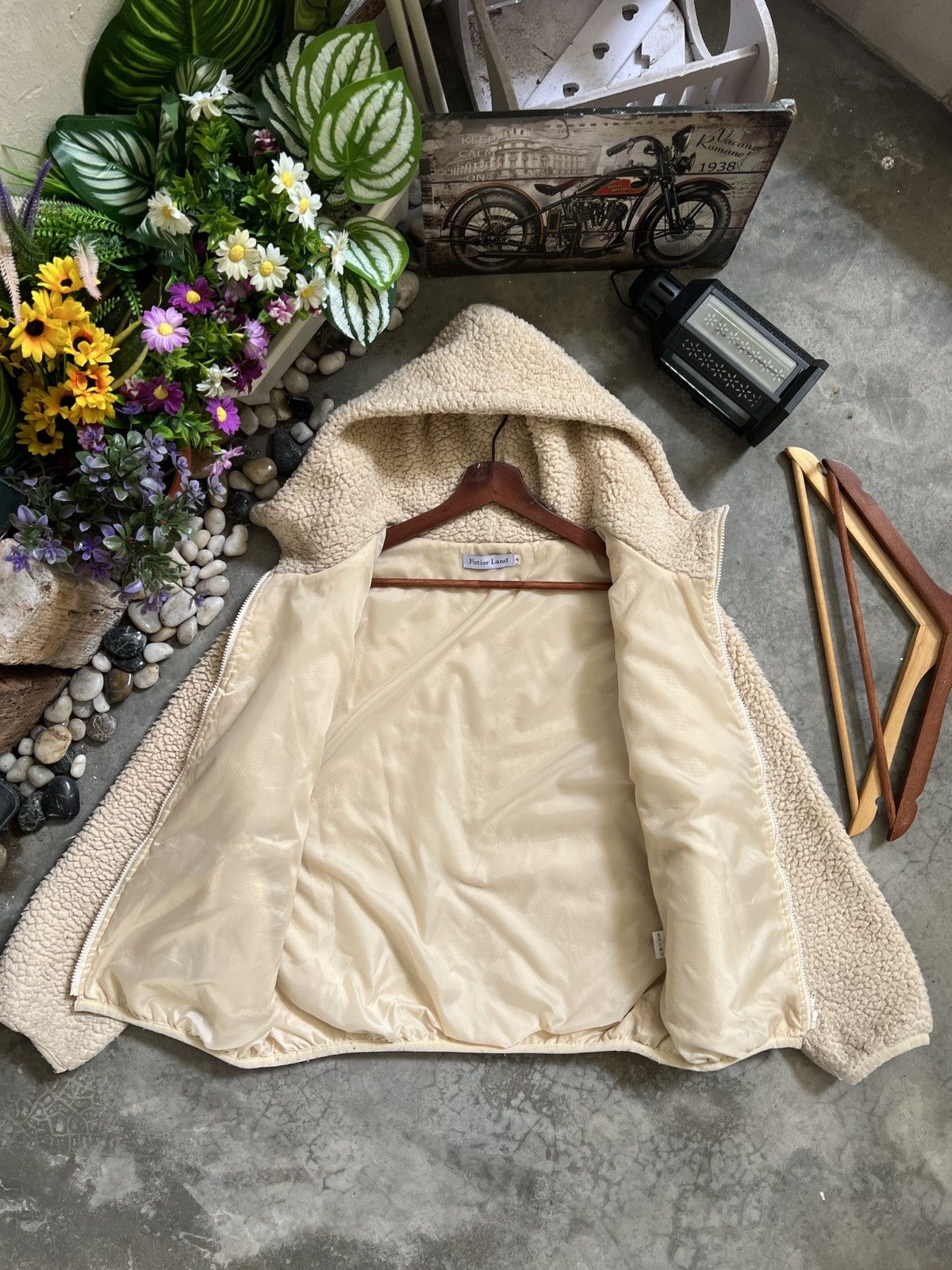 Japanese Brand × Vintage VTG 🖤 Japanese Deep Pile Sherpa Quilted Jacket With Hoodie Size US M / EU 48-50 / 2 - 11 Thumbnail