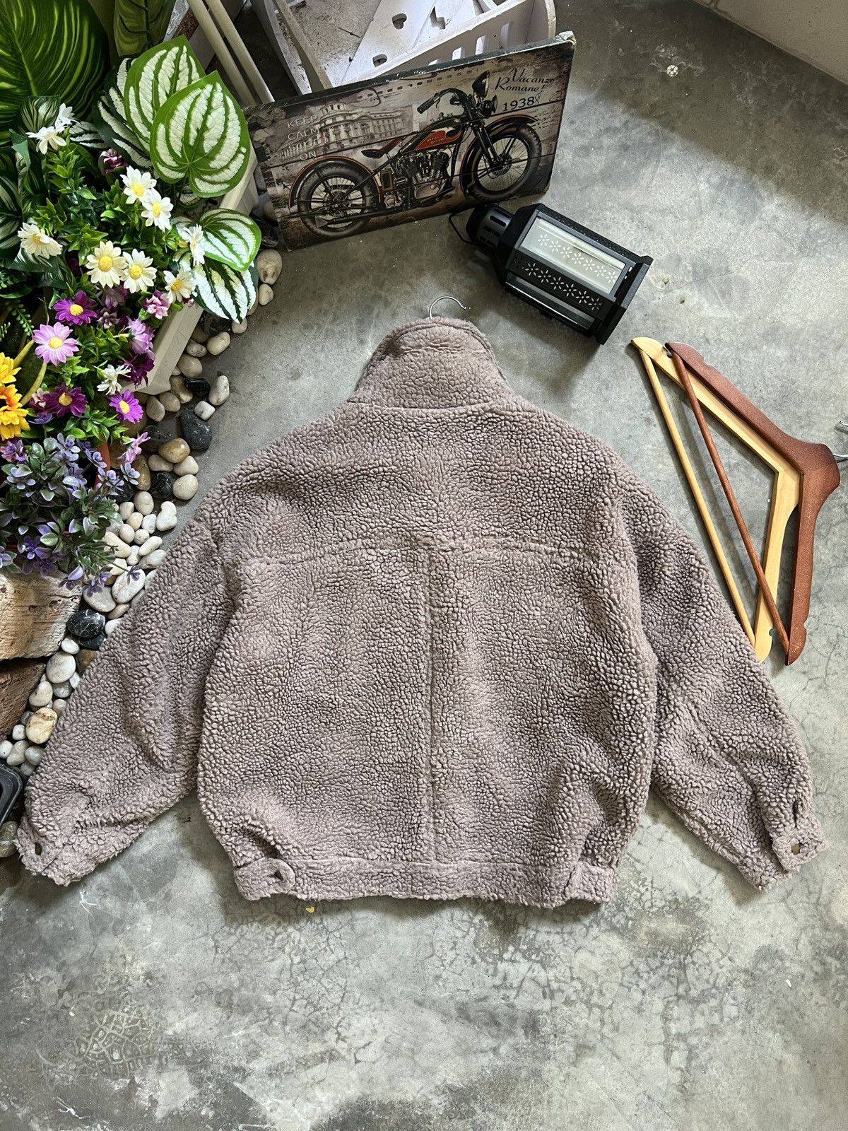 Japanese Brand × Vintage VTG 🏴‍☠️ HK Works London Deep Pile Sherpa Quilted Bomber Jacket Size US M / EU 48-50 / 2 - 5 Thumbnail