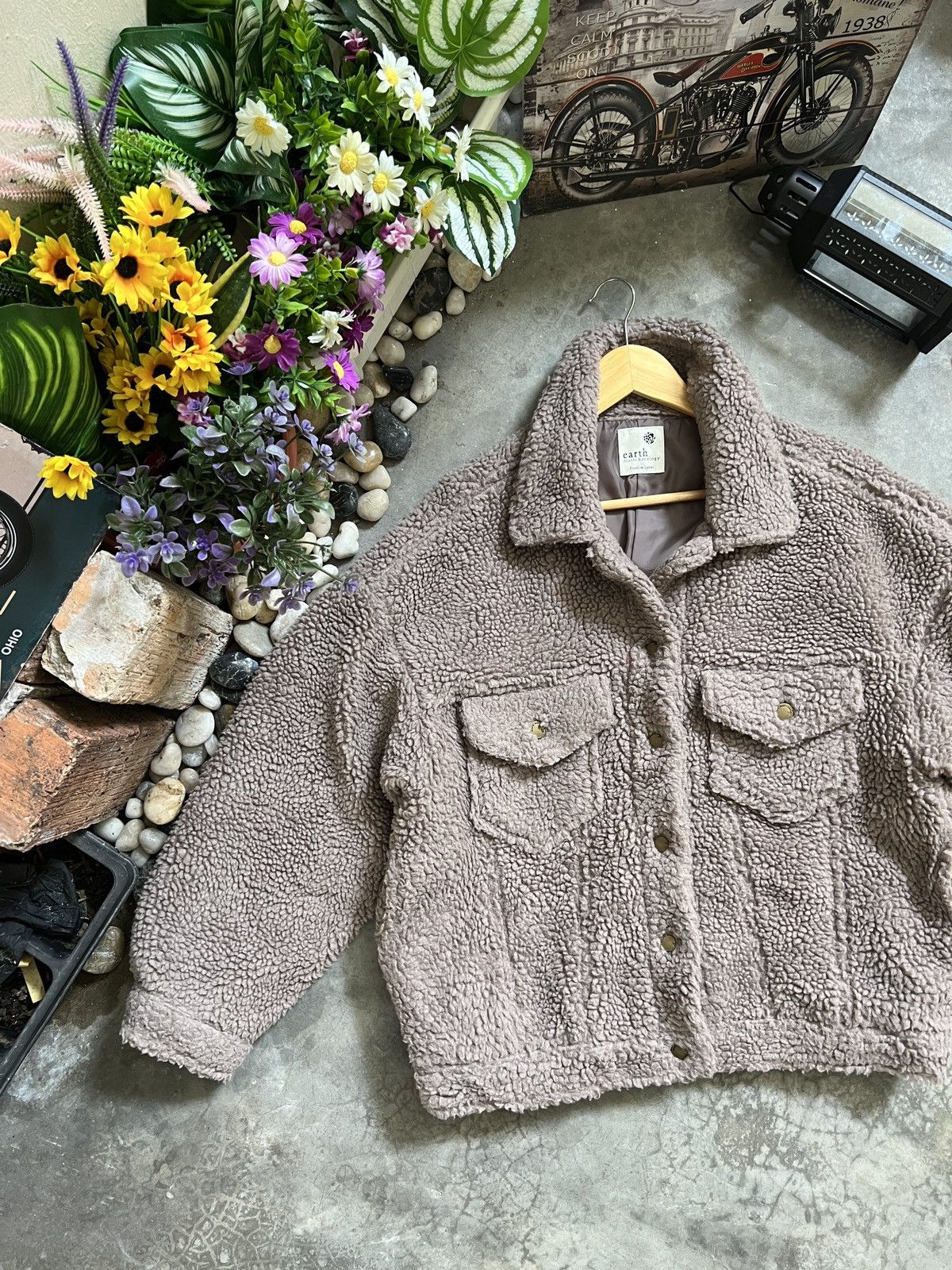VTG 🏴‍☠️ HK Works London Deep Pile Sherpa Quilted Bomber Jacket