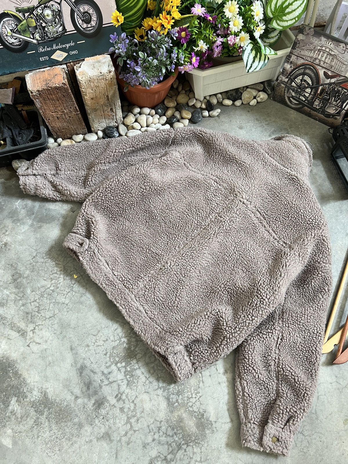 Japanese Brand × Vintage VTG 🏴‍☠️ HK Works London Deep Pile Sherpa Quilted Bomber Jacket Size US M / EU 48-50 / 2 - 8 Thumbnail