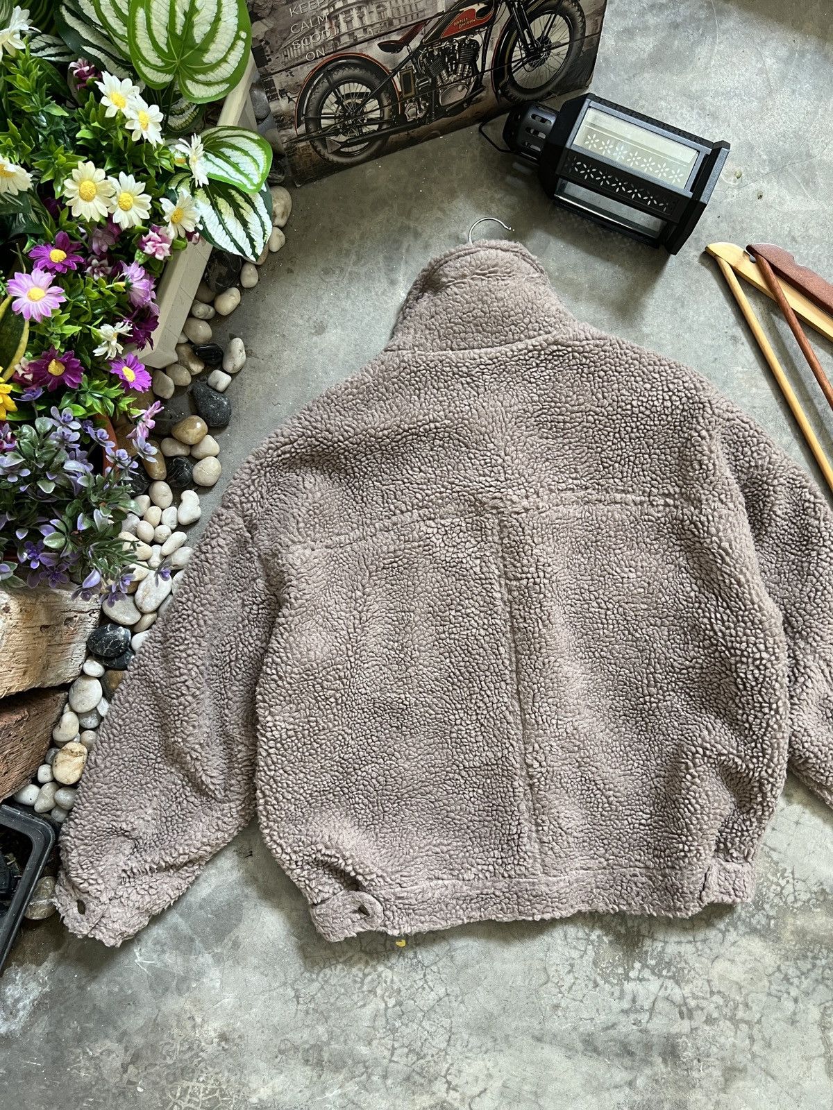 Japanese Brand × Vintage VTG 🏴‍☠️ HK Works London Deep Pile Sherpa Quilted Bomber Jacket Size US M / EU 48-50 / 2 - 7 Thumbnail