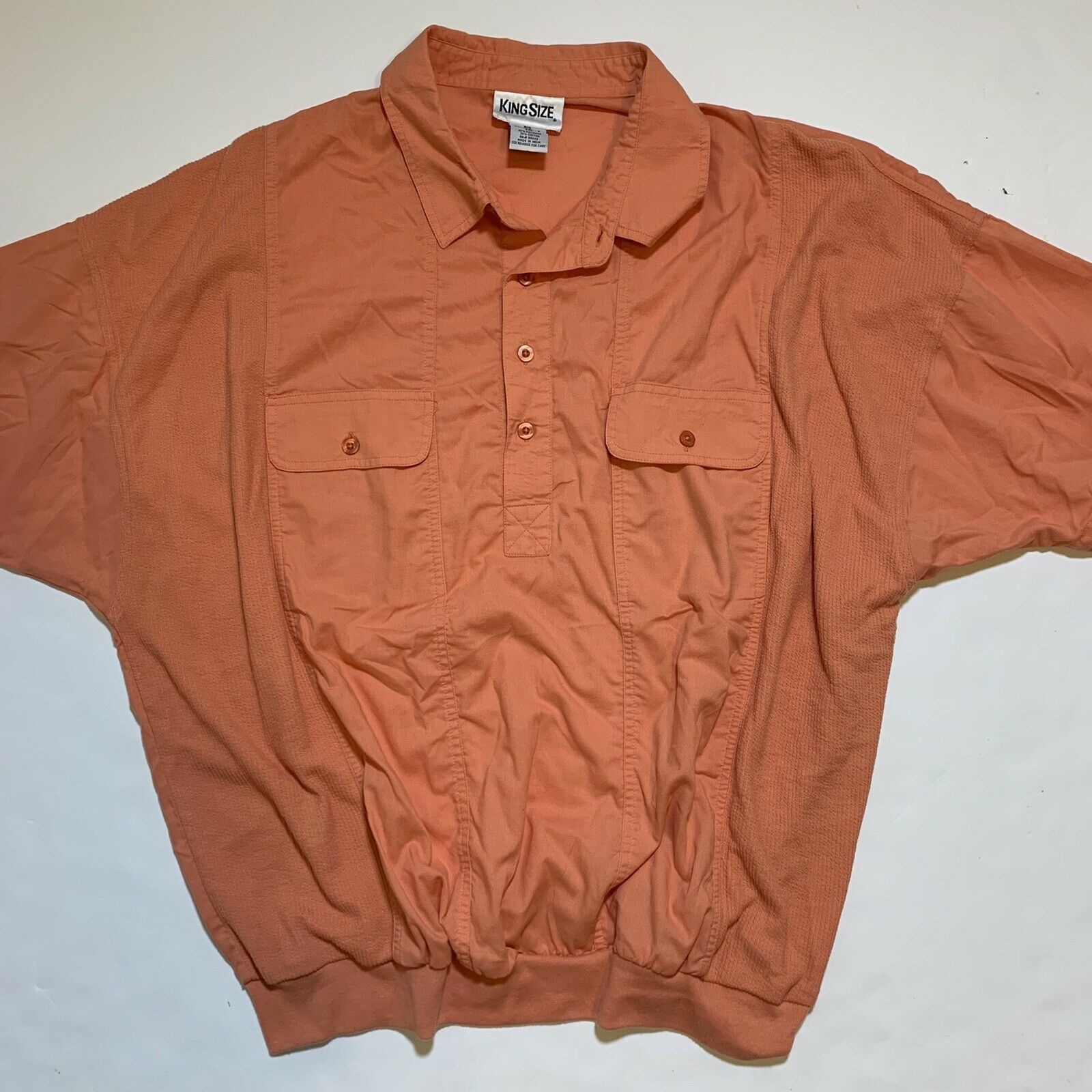Other × Vintage Vintage King Size Men's Miami Grandpa Orange Polo Shirt Size US XXL / EU 58 / 5 - 2 Thumbnail