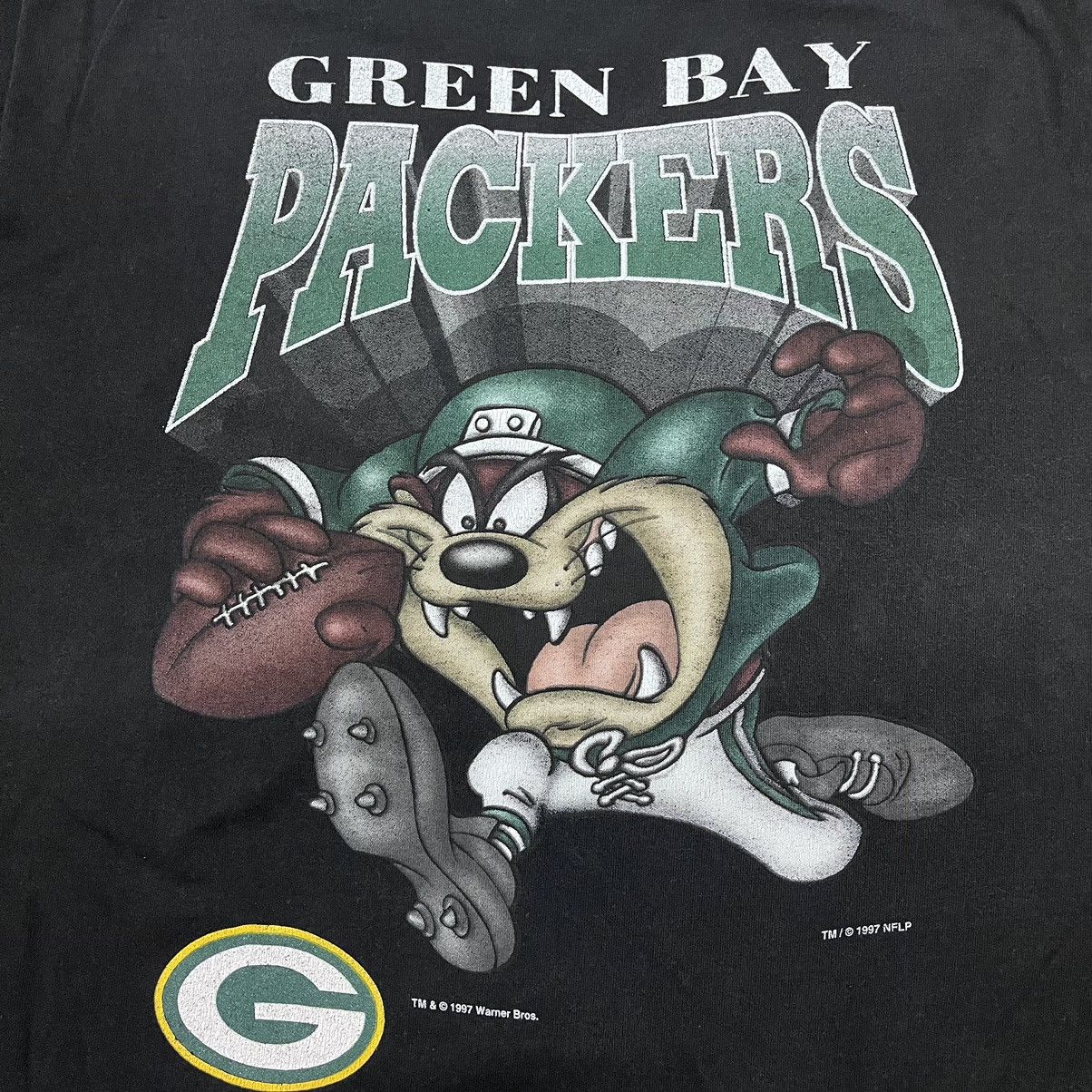 Fruit Of The Loom Vintage 1997 Tazmania Green Bay Packers TShirt Single Stitch Size US XL / EU 56 / 4 - 14 Thumbnail