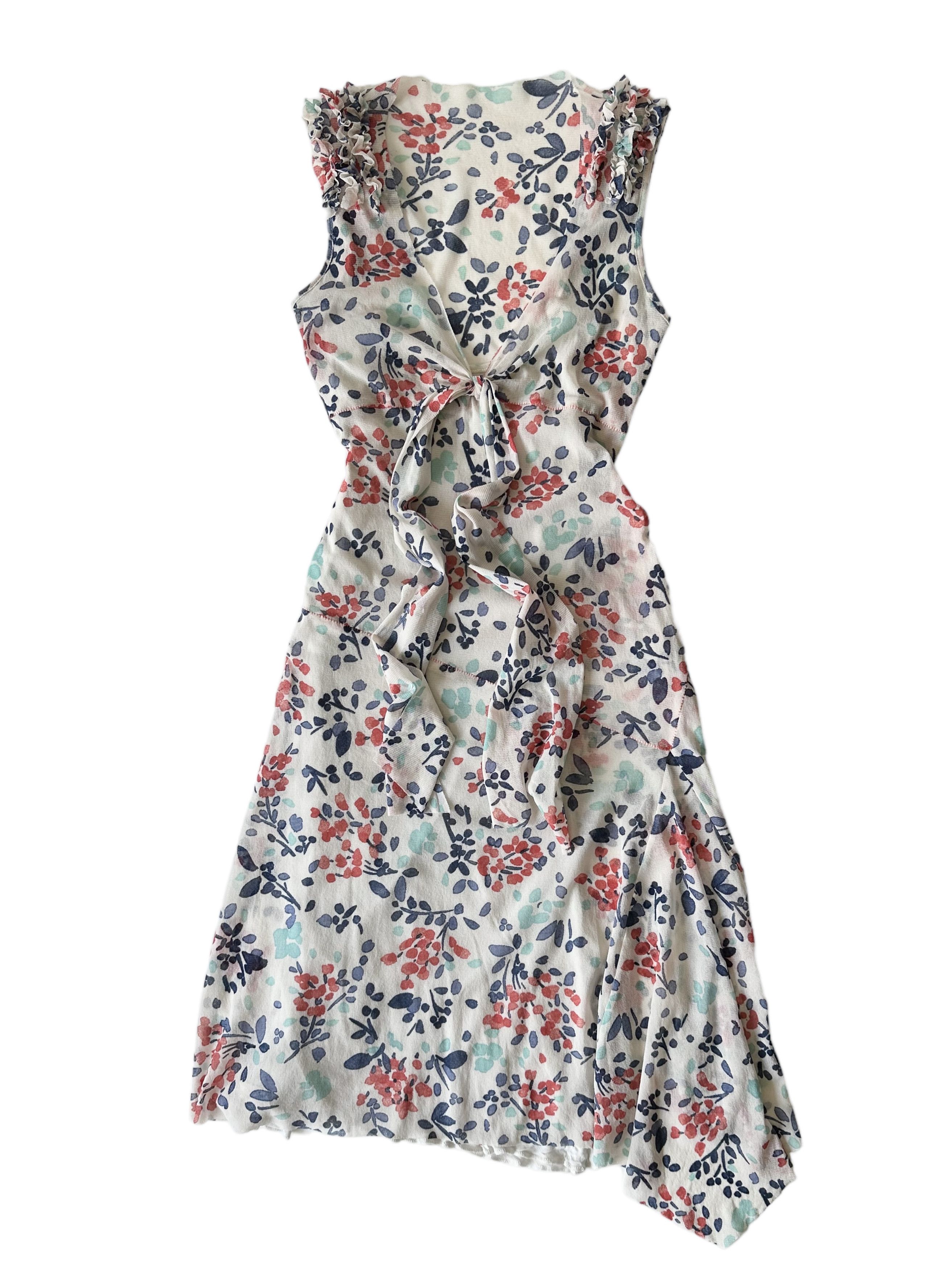 Lovely Vintage Mesh Flower Print Midi Dress XS/S
