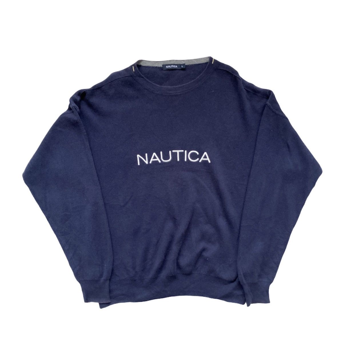 image of Nautica Spell Out Over Size Sweatshirt in Black, Men's