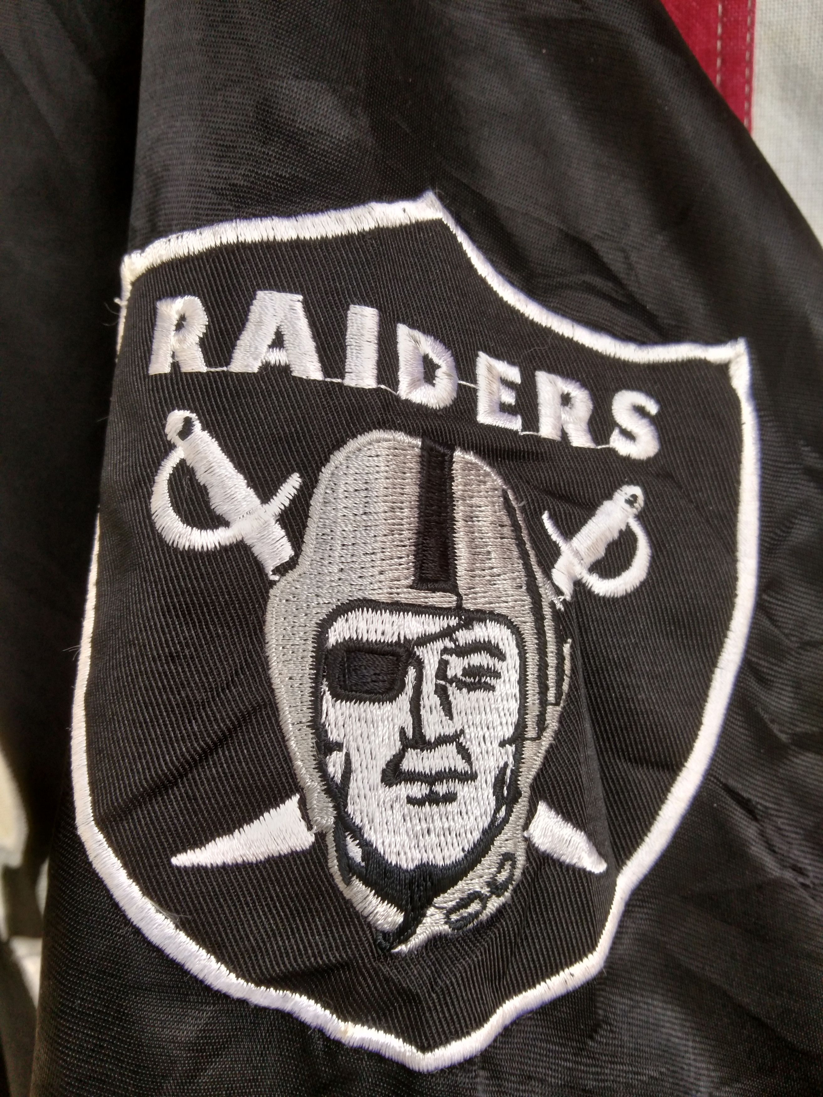 NFL VINTAGE RAIDERS SPELL OUT EMBROIDERY JACKET Size US XXL / EU 58 / 5 - 8 Thumbnail