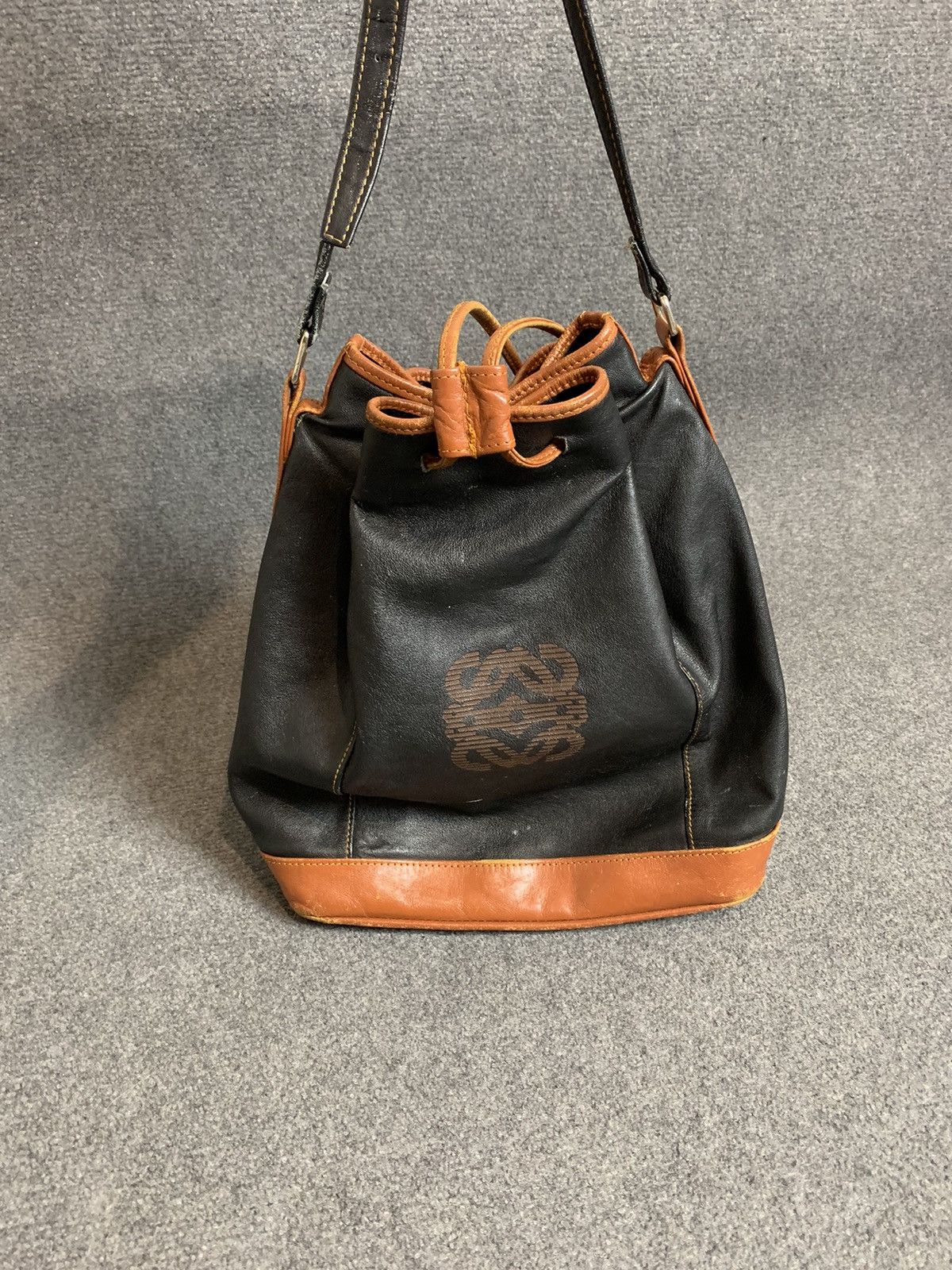 Loewe Leather Bucket Bag in Black, Men's