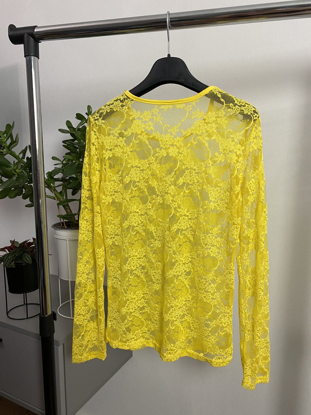 Japanese Brand × Vintage Vintage Mesh Floral Yellow Jumper Size US S / EU 44-46 / 1 - 5 Thumbnail