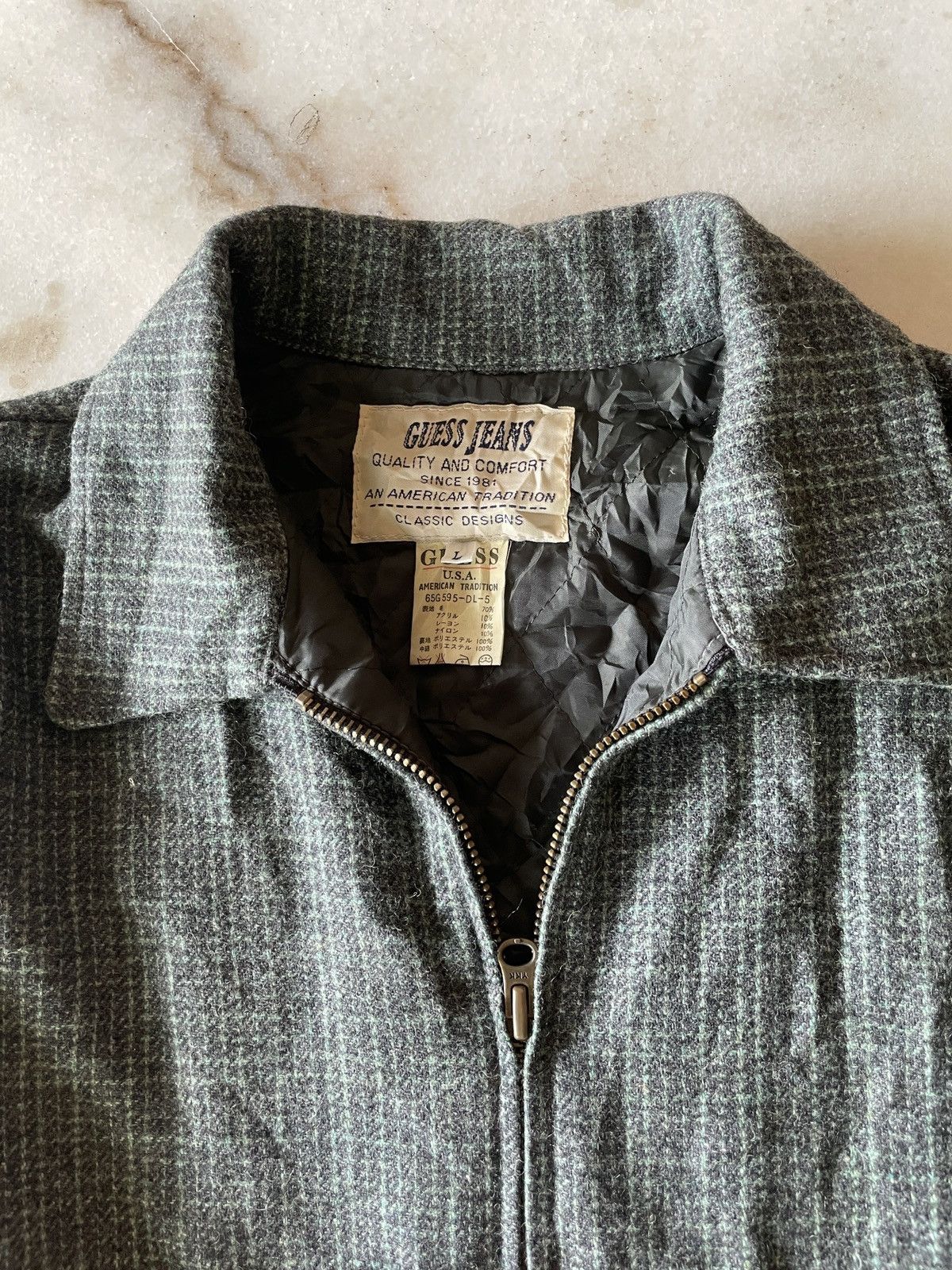image of Vintage Guess Jeans Since 1981 American Classic 90’S Jacket in Green Plaid, Men's (Size Large)