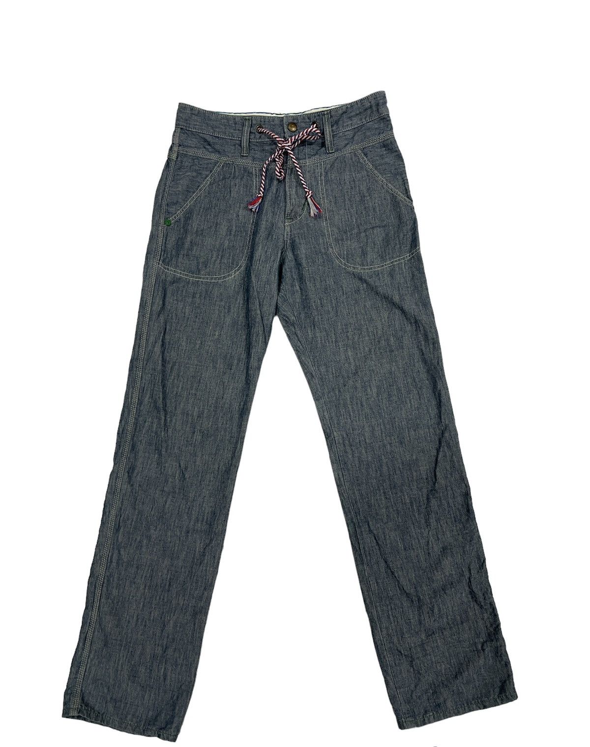 Edwin Edwin Japan blue denim Dungaree Drawstring fatigue cropped Size US 32 / EU 48 - 1 Thumbnail