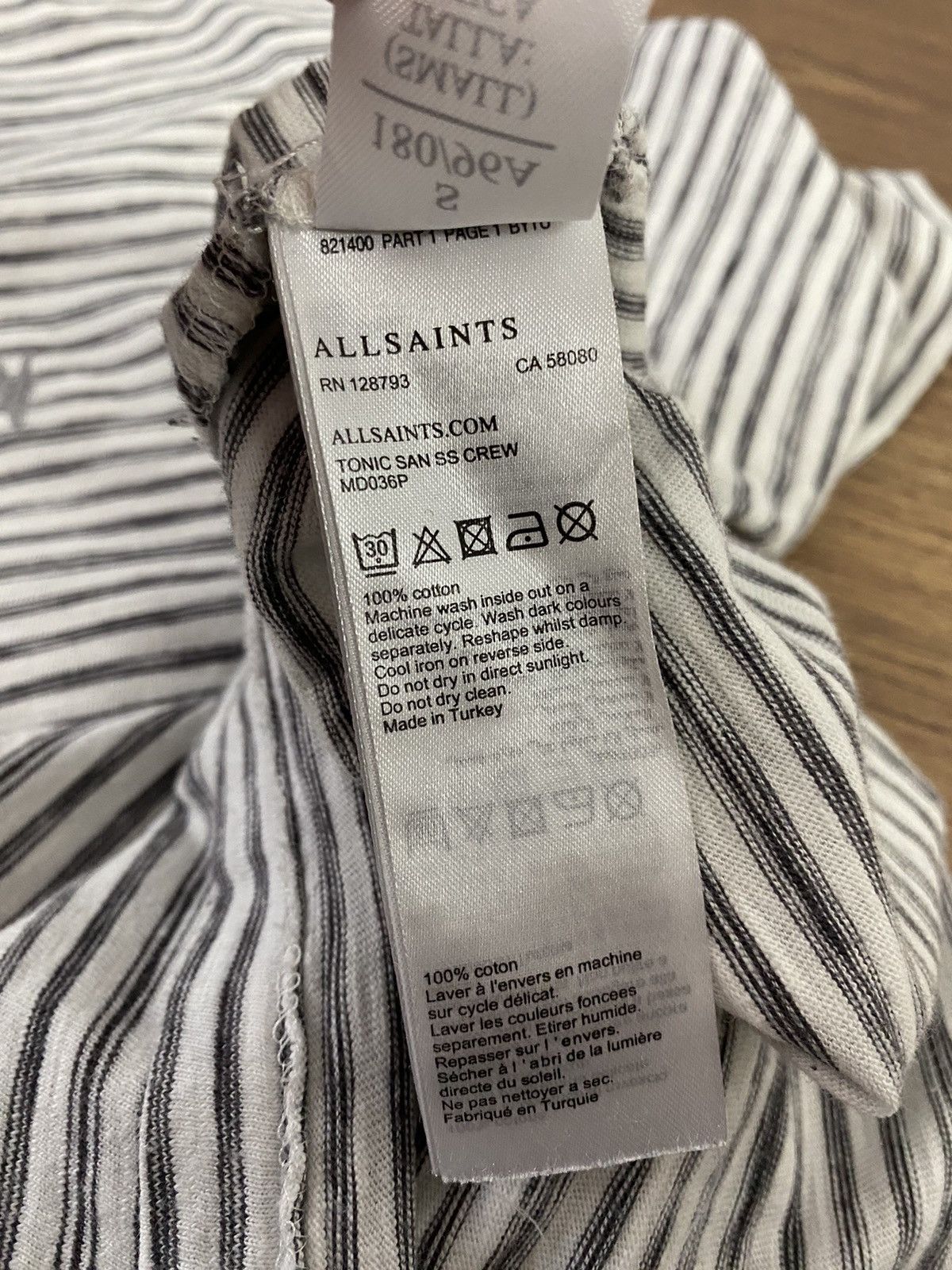 Allsaints × Grailed All Saints Tonic San Stripped T-shirt Size US S / EU 44-46 / 1 - 8 Thumbnail