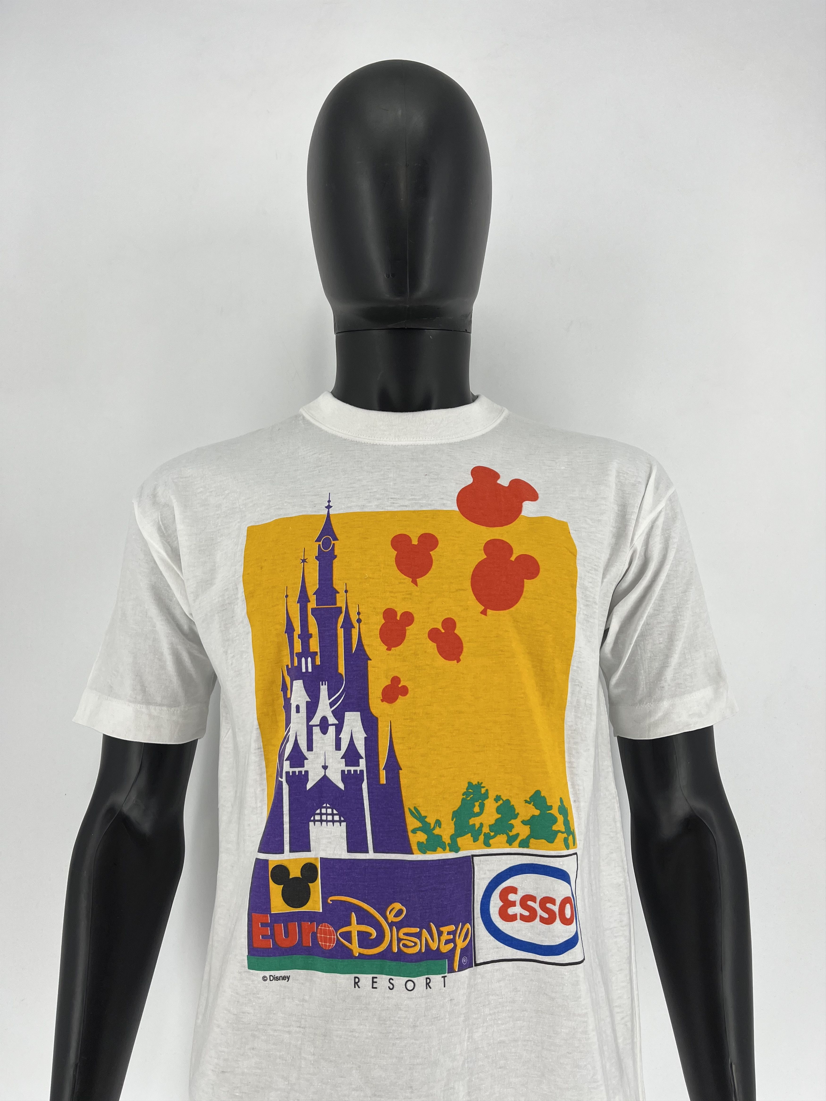 Disney × Vintage Vintage 90s Euro Disney Esso Mickey Mouse Thrashed T-Shirt Size US L / EU 52-54 / 3 - 5 Thumbnail