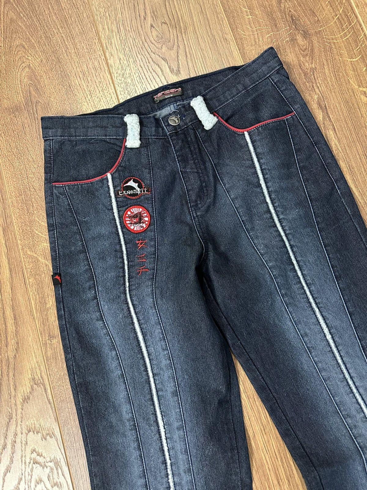 Japanese Brand × Vintage Vintage Avant-garde Japanese Flared Stripped Jeans Size 30" / US 8 / IT 44 - 5 Thumbnail