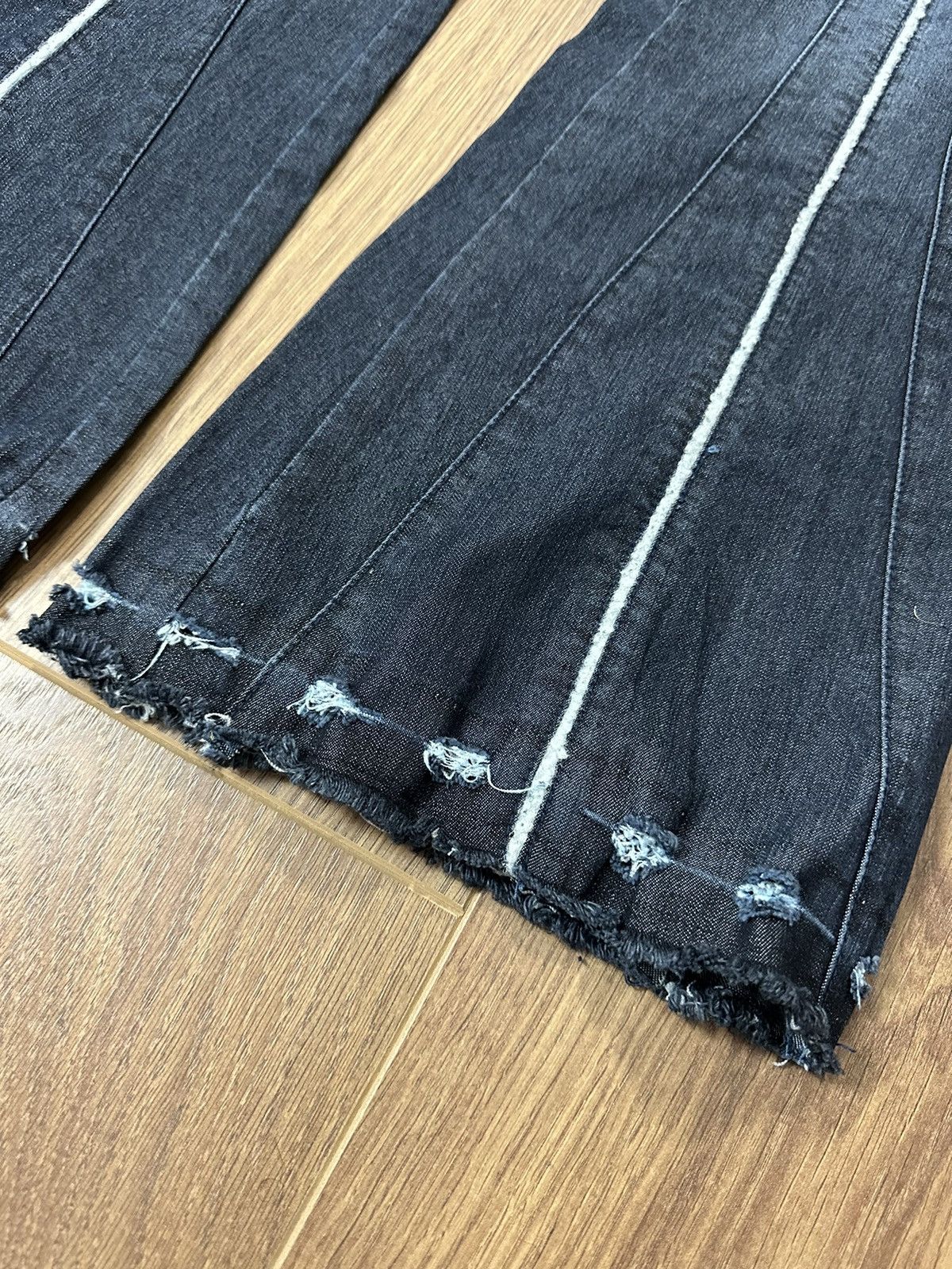 Japanese Brand × Vintage Vintage Avant-garde Japanese Flared Stripped Jeans Size 30" / US 8 / IT 44 - 3 Thumbnail