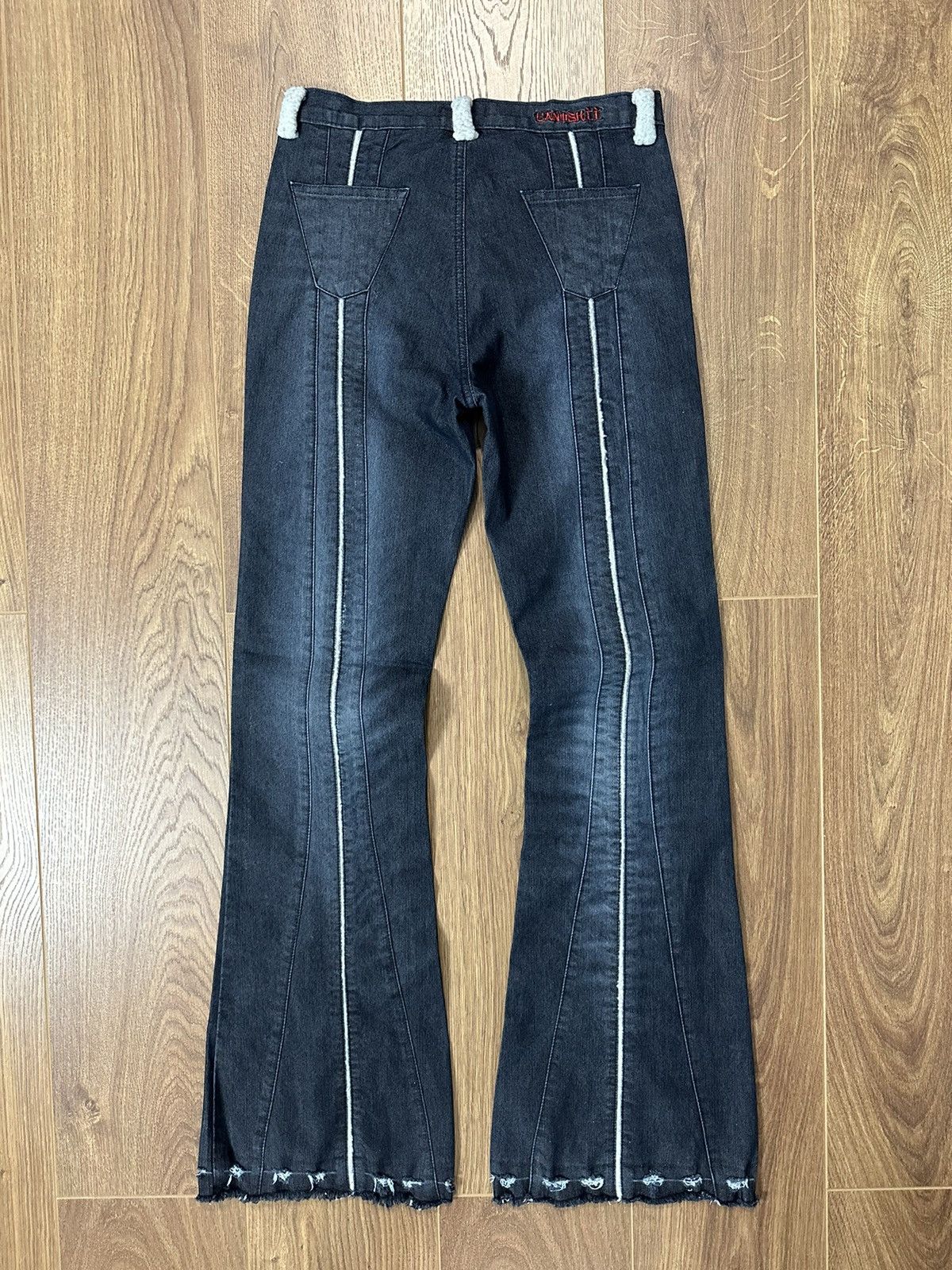 Japanese Brand × Vintage Vintage Avant-garde Japanese Flared Stripped Jeans Size 30" / US 8 / IT 44 - 7 Thumbnail