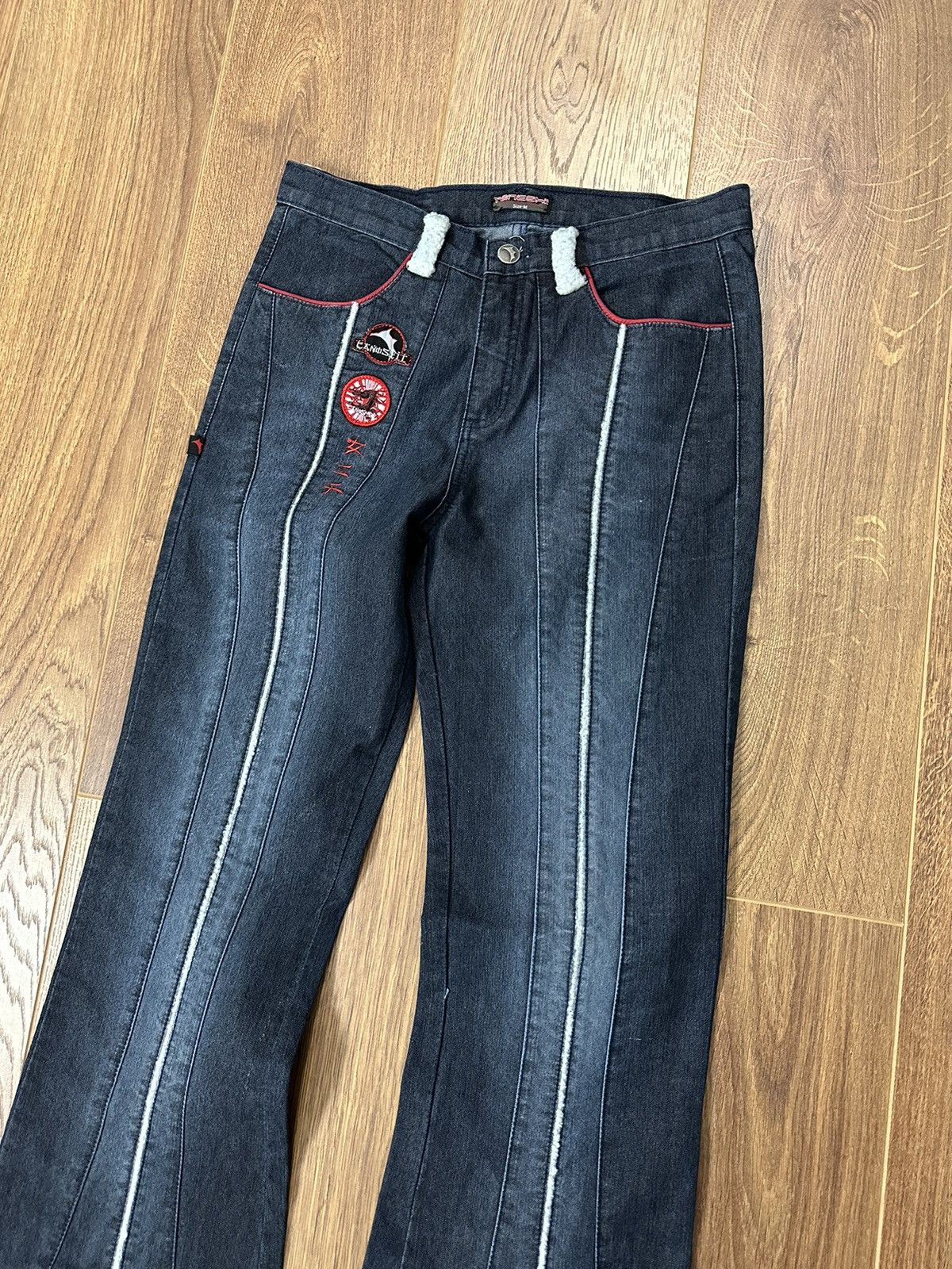 Japanese Brand × Vintage Vintage Avant-garde Japanese Flared Stripped Jeans Size 30" / US 8 / IT 44 - 4 Thumbnail