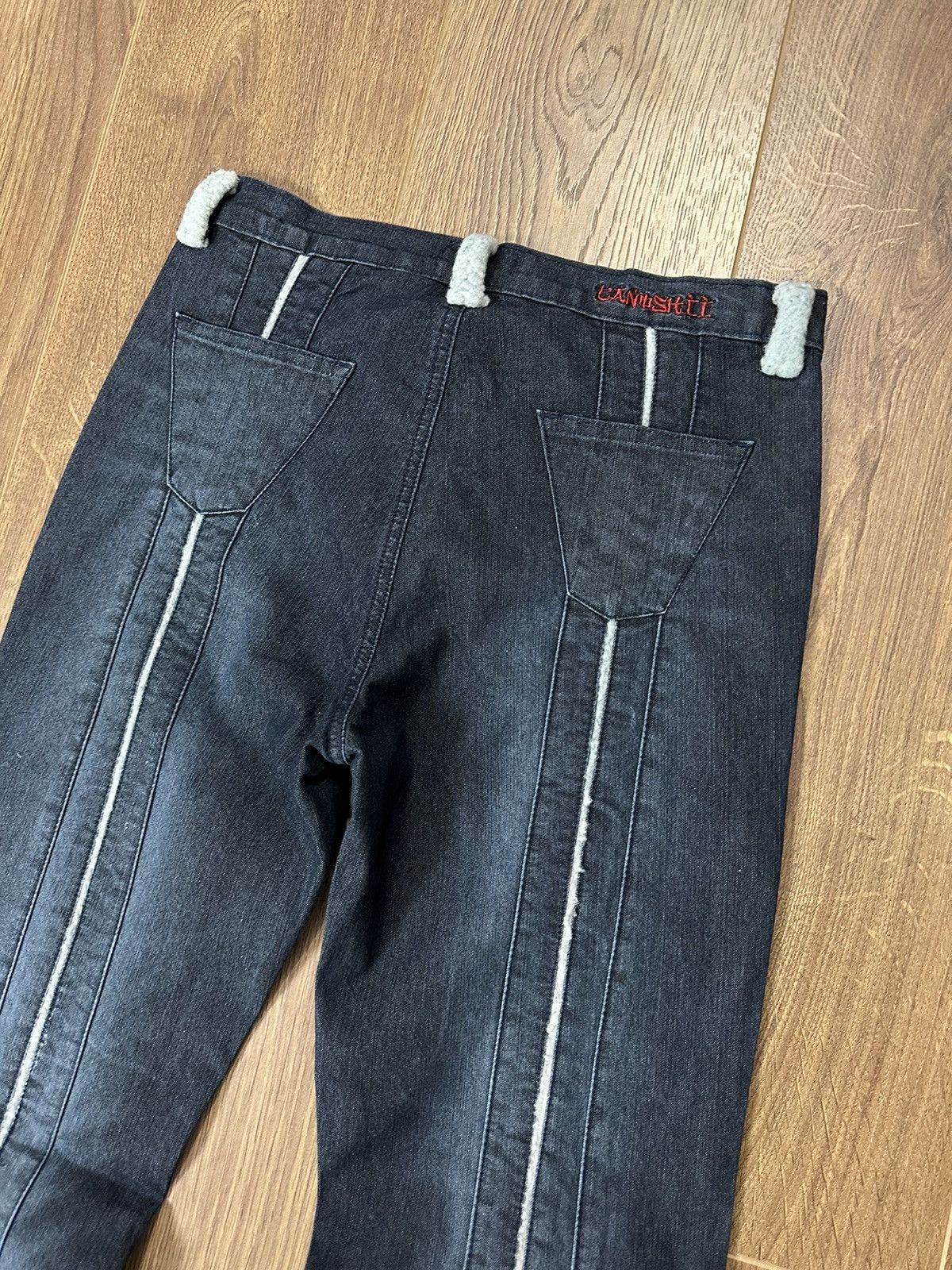 Japanese Brand × Vintage Vintage Avant-garde Japanese Flared Stripped Jeans Size 30" / US 8 / IT 44 - 10 Thumbnail