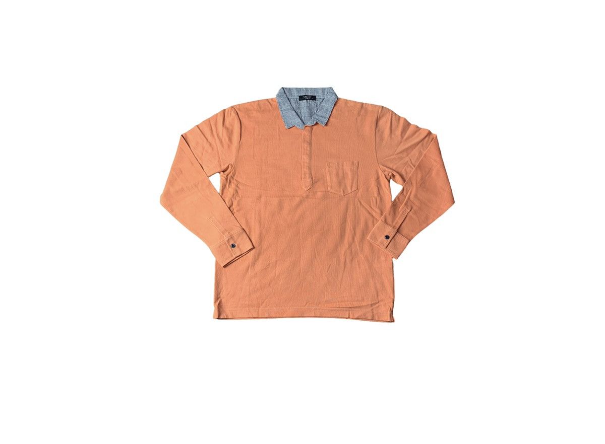 image of Yohji Yamamoto x YS Yamamoto Sacsny Y'saccs Long Sleeve Single Pocket Polo Tee in Orange (Size Medi