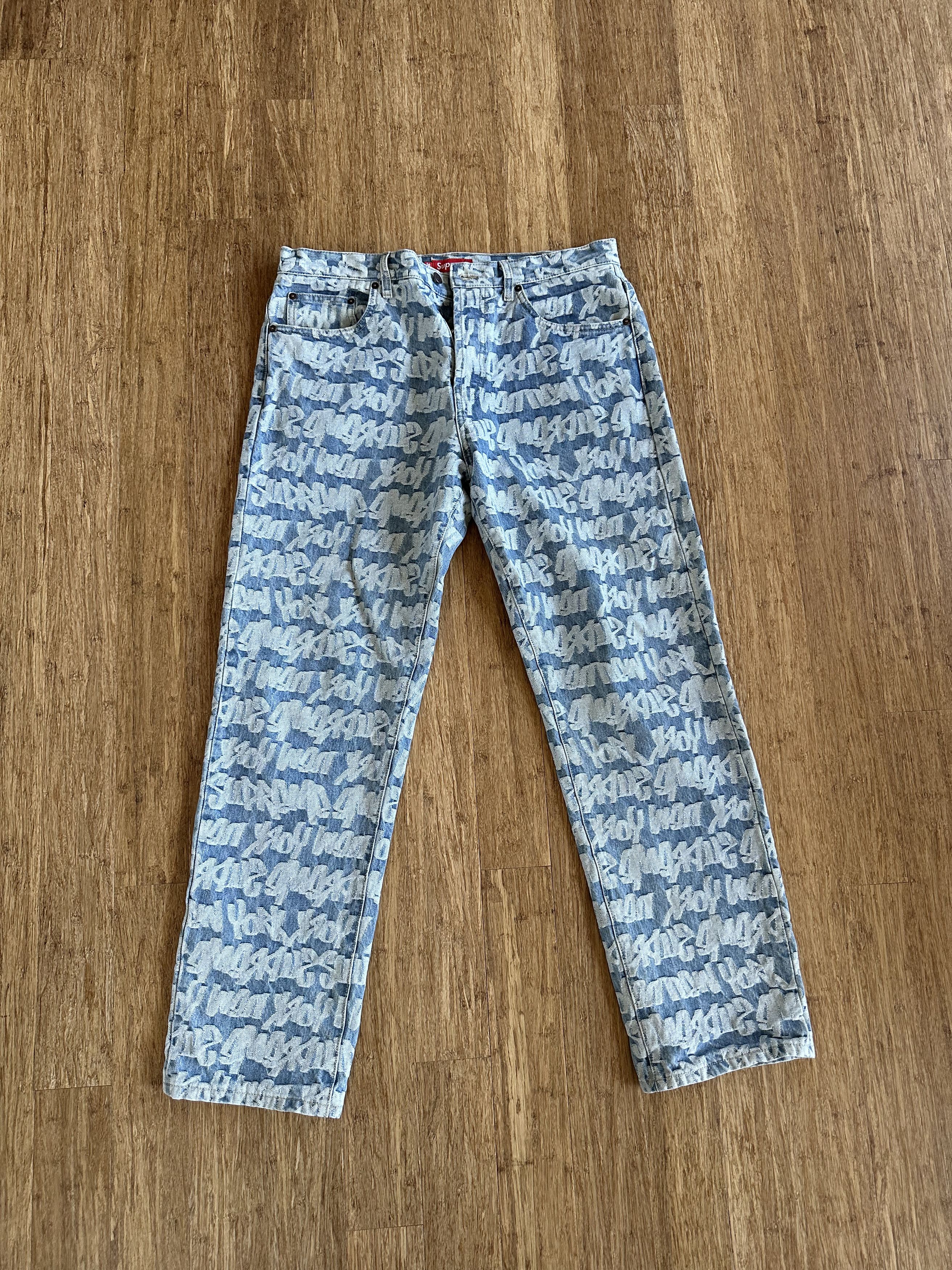 Supreme Supreme Fat Tip Jacquard Regular Jean Blue Graffiti | Grailed