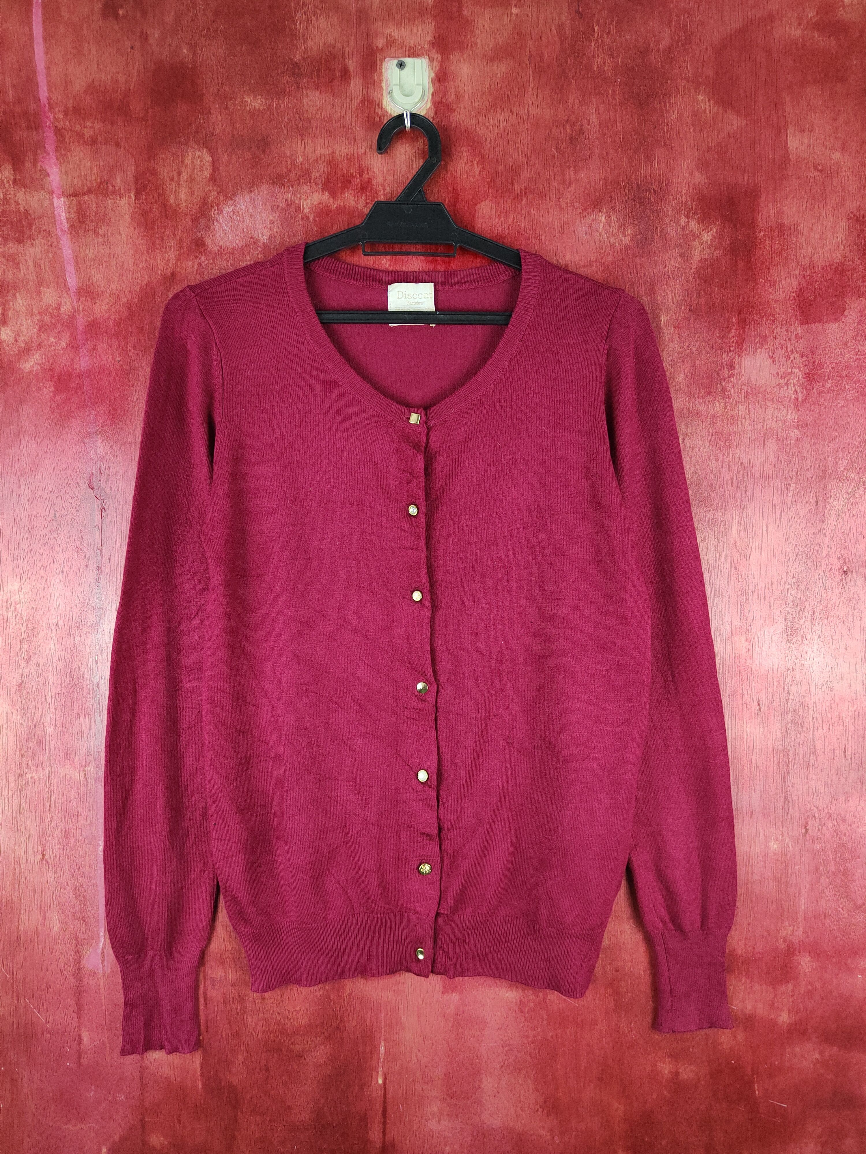 Hypebeast × Japanese Brand Discoat Maroon Knitwear Cardigan #S1164 Size S / US 4 / IT 40 - 1 Thumbnail