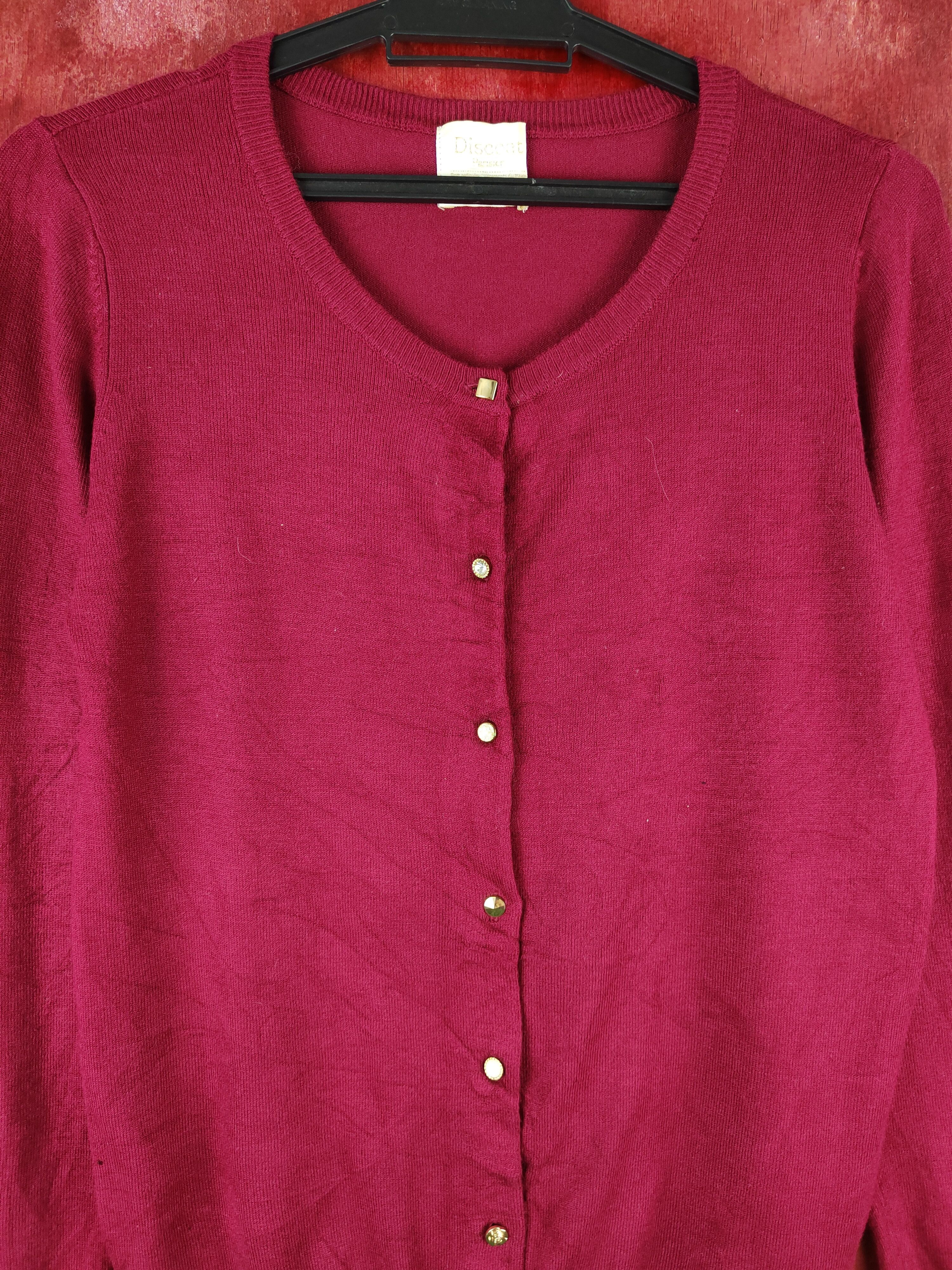Hypebeast × Japanese Brand Discoat Maroon Knitwear Cardigan #S1164 Size S / US 4 / IT 40 - 2 Thumbnail