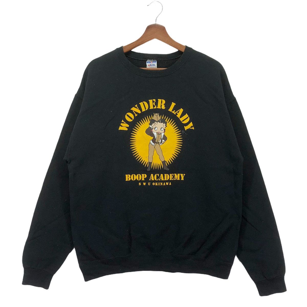 image of Cartoon Network x Vintage 90's Betty Boop Wonder Lady Crewneck in Black, Men's (Size Large)
