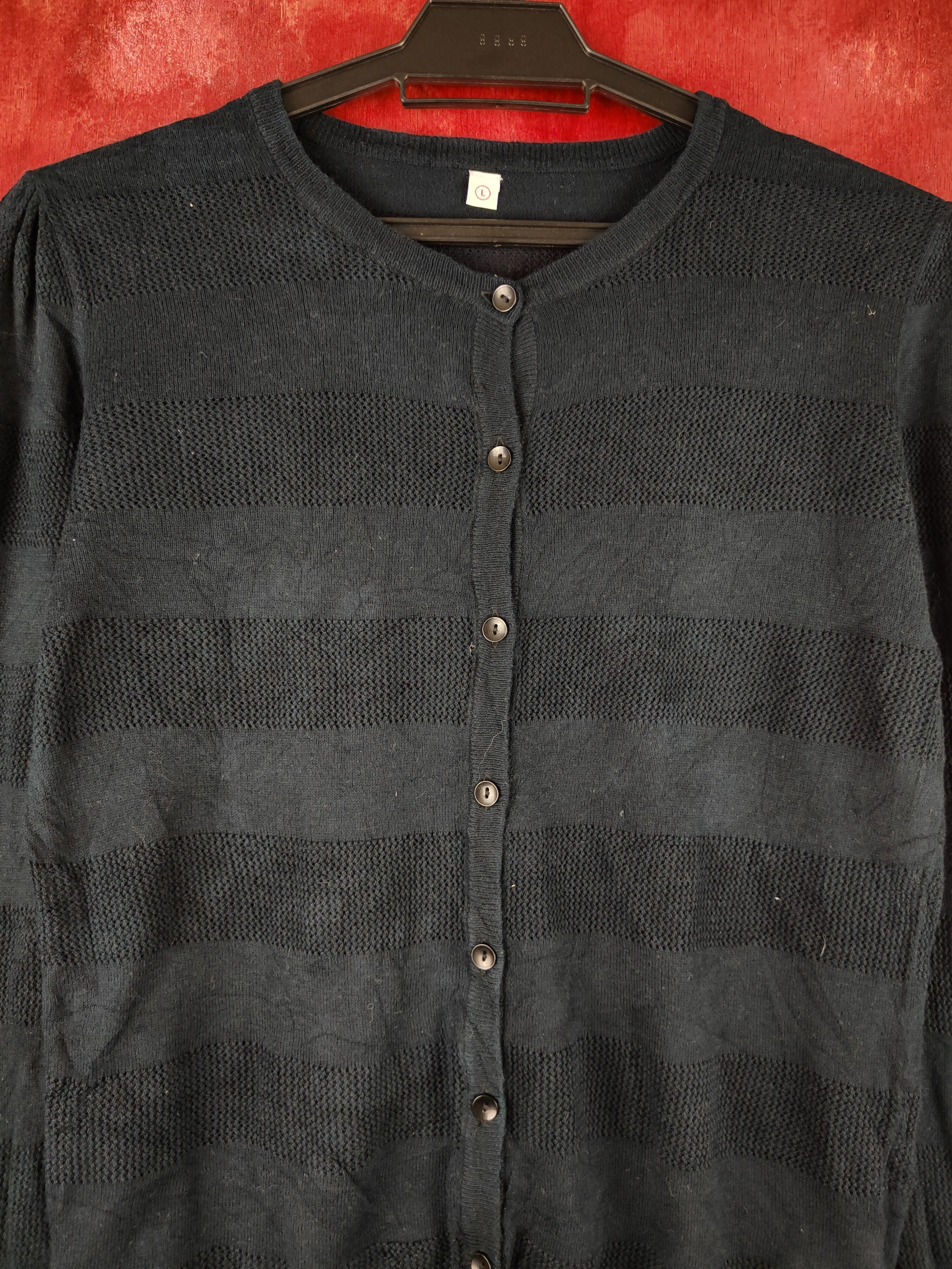 Japanese Brand × Uniqlo Uniqlo Navy Crochet Meshnet Knitwear Cardigan #S1163 Size M / US 6-8 / IT 42-44 - 2 Thumbnail