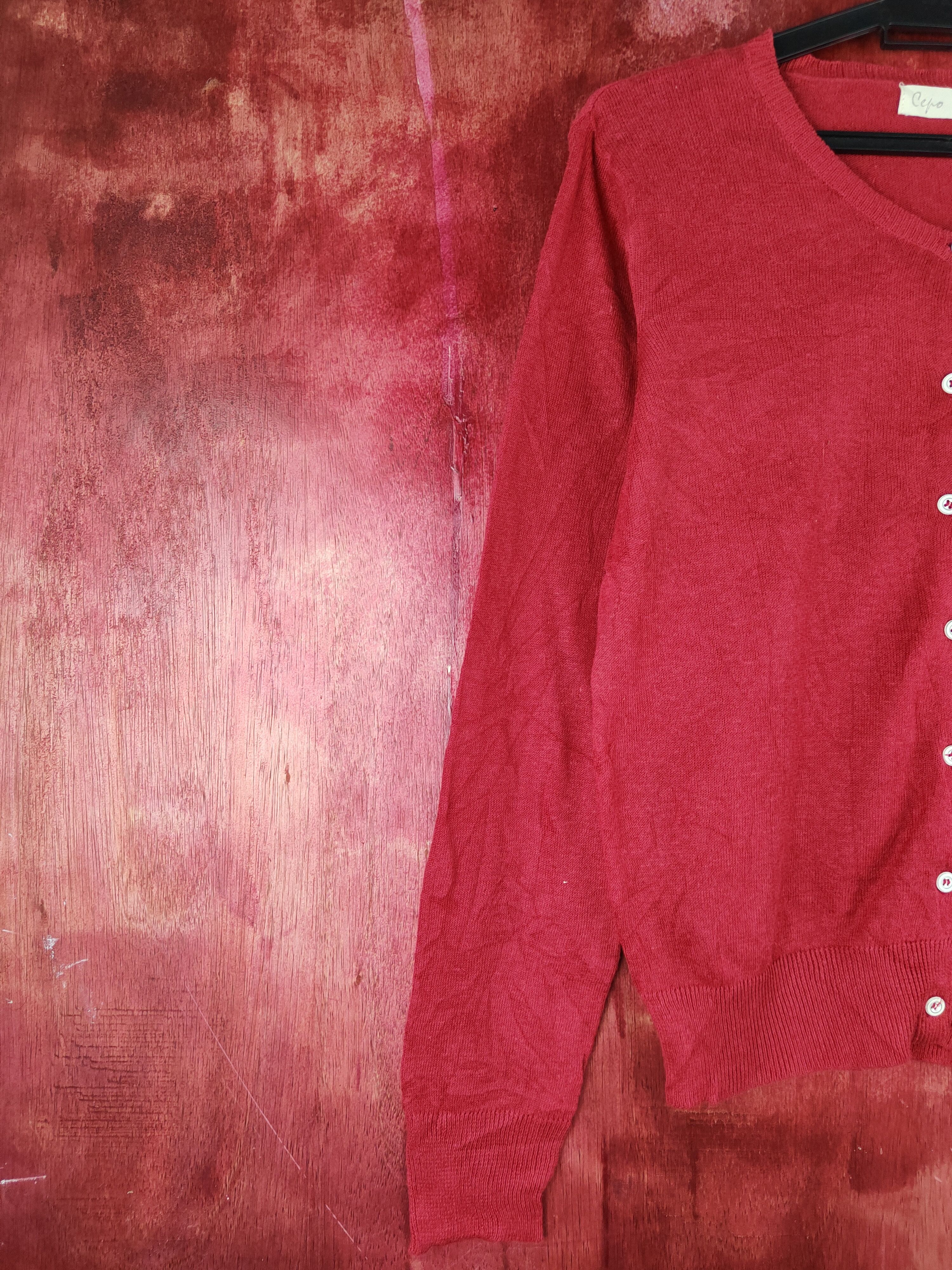 Japanese Brand Cewo Red Knitwear Cardigan #S1160 Size S / US 4 / IT 40 - 3 Thumbnail