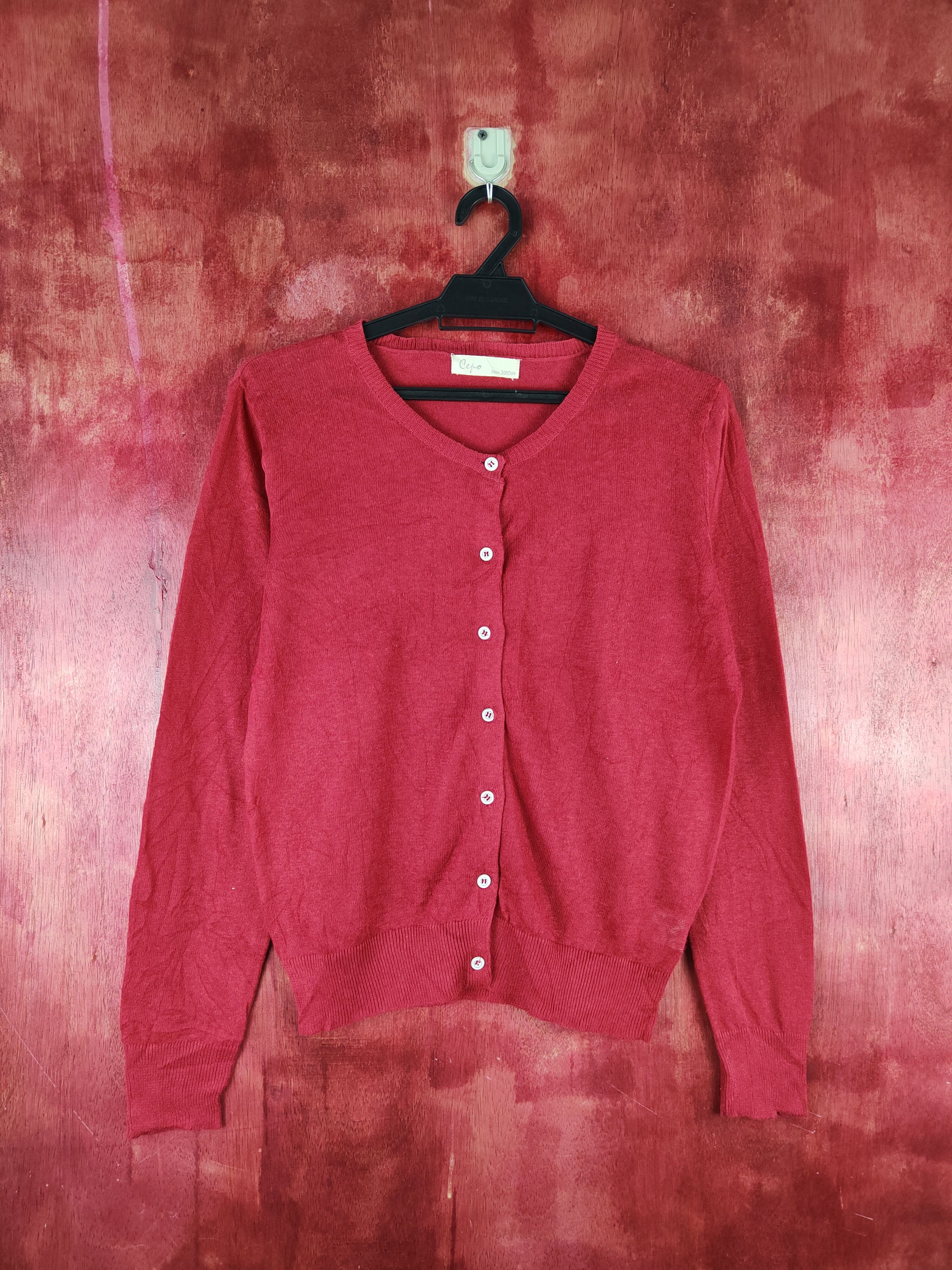 Japanese Brand Cewo Red Knitwear Cardigan #S1160 Size S / US 4 / IT 40 - 1 Thumbnail