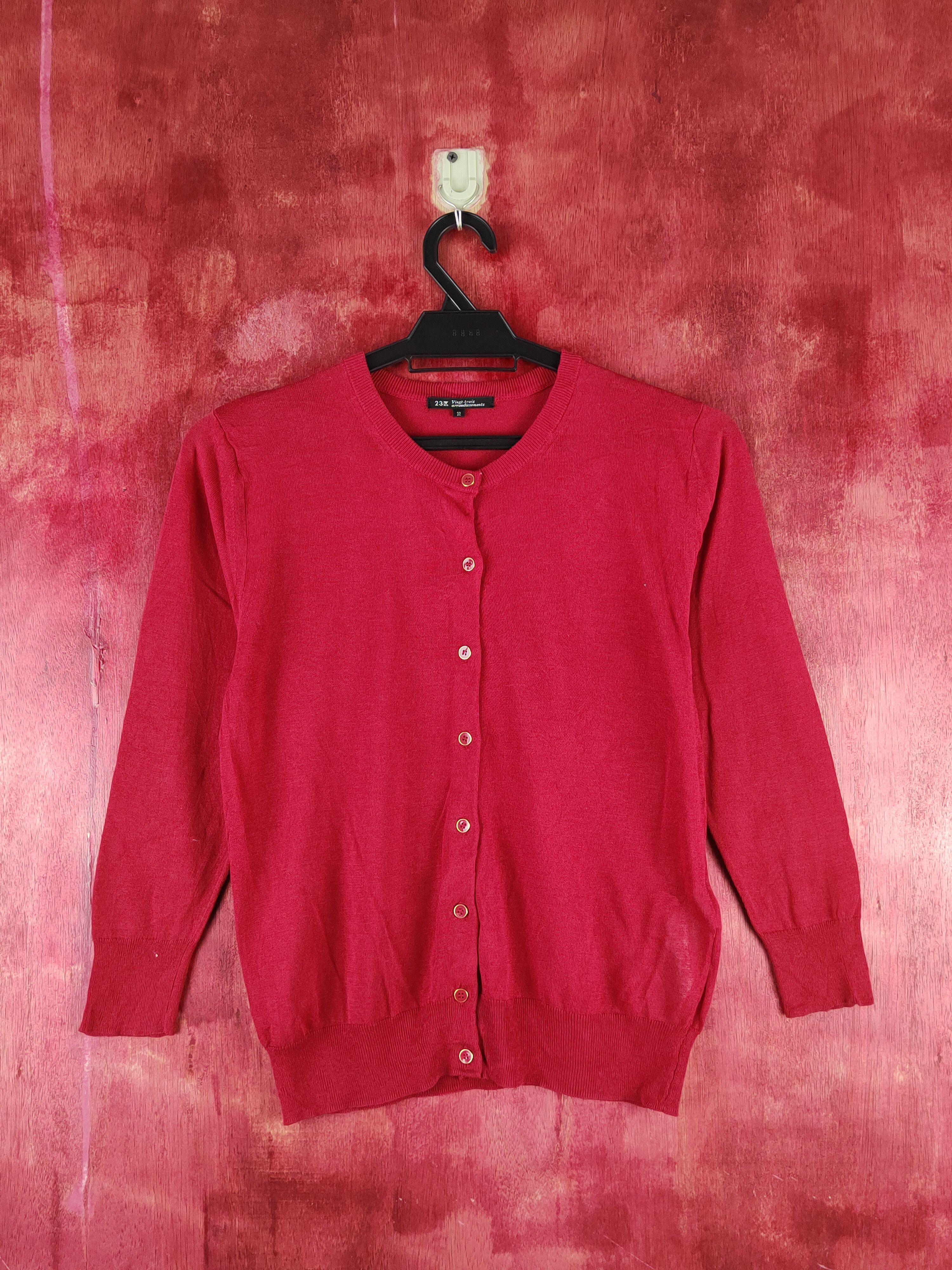 Japanese Brand Vingt-trois Red Knitwear Cardigan #S1250 Size S / US 4 / IT 40 - 1 Thumbnail