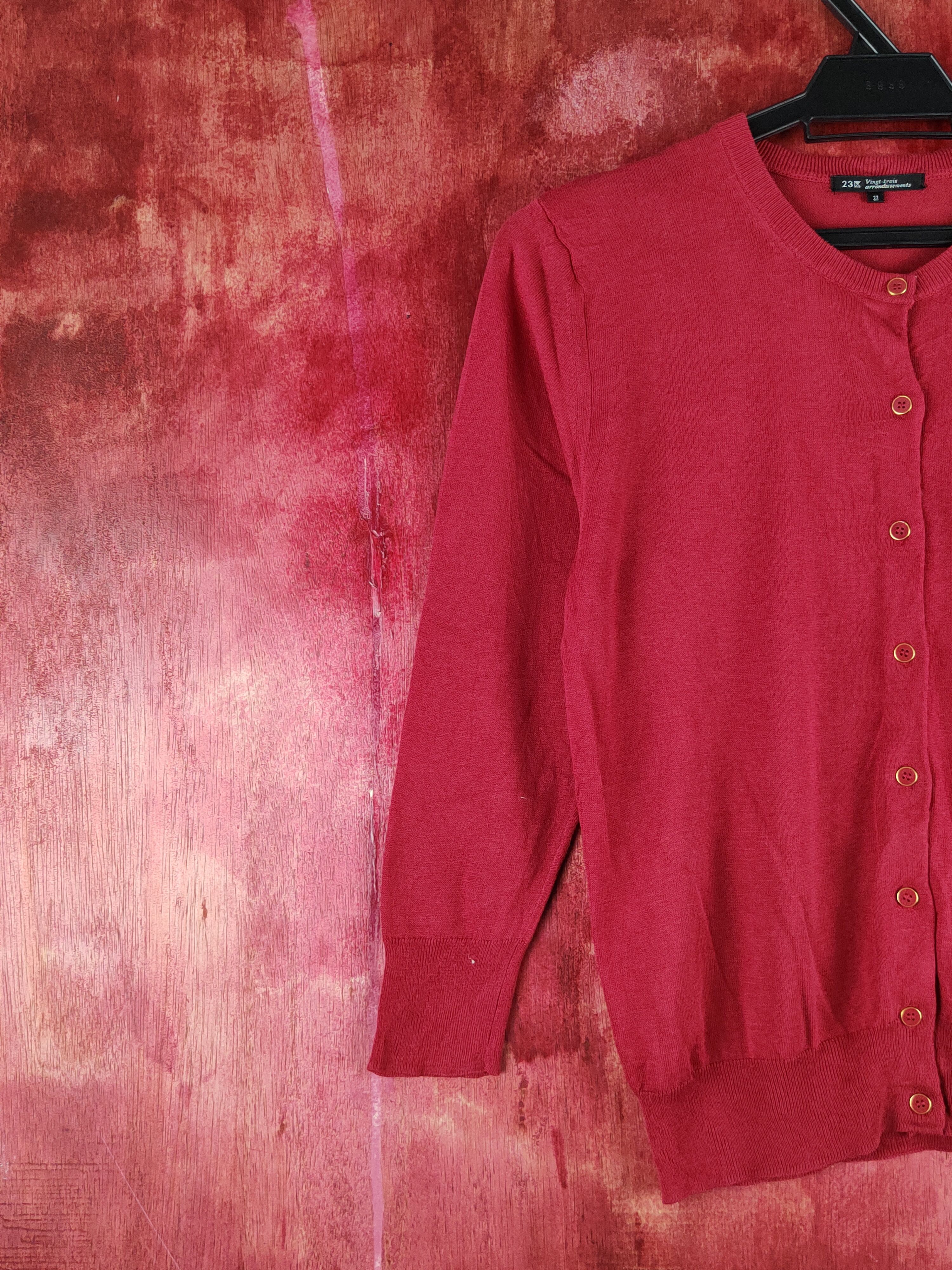 Japanese Brand Vingt-trois Red Knitwear Cardigan #S1250 Size S / US 4 / IT 40 - 3 Thumbnail