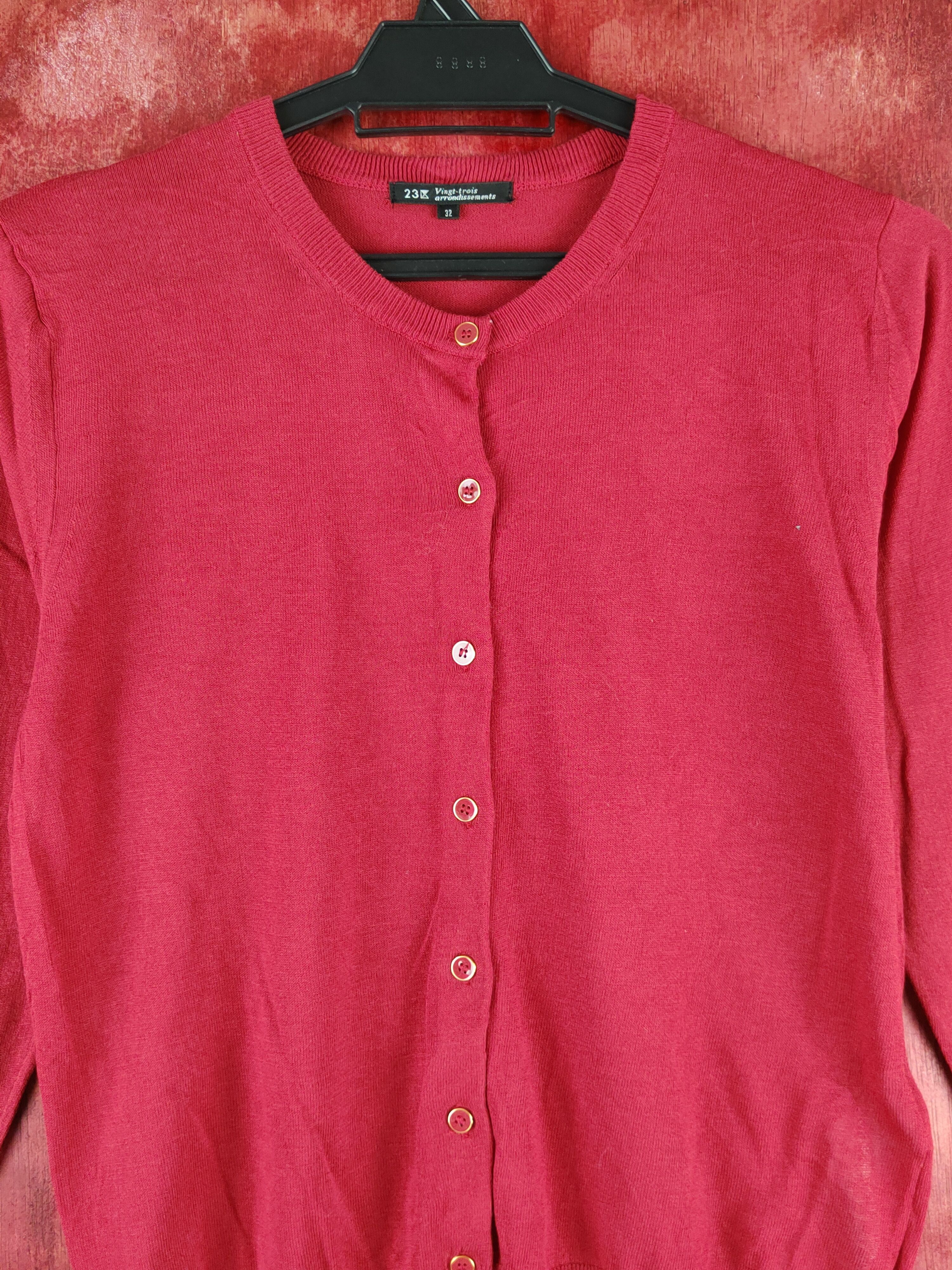 Japanese Brand Vingt-trois Red Knitwear Cardigan #S1250 Size S / US 4 / IT 40 - 2 Thumbnail