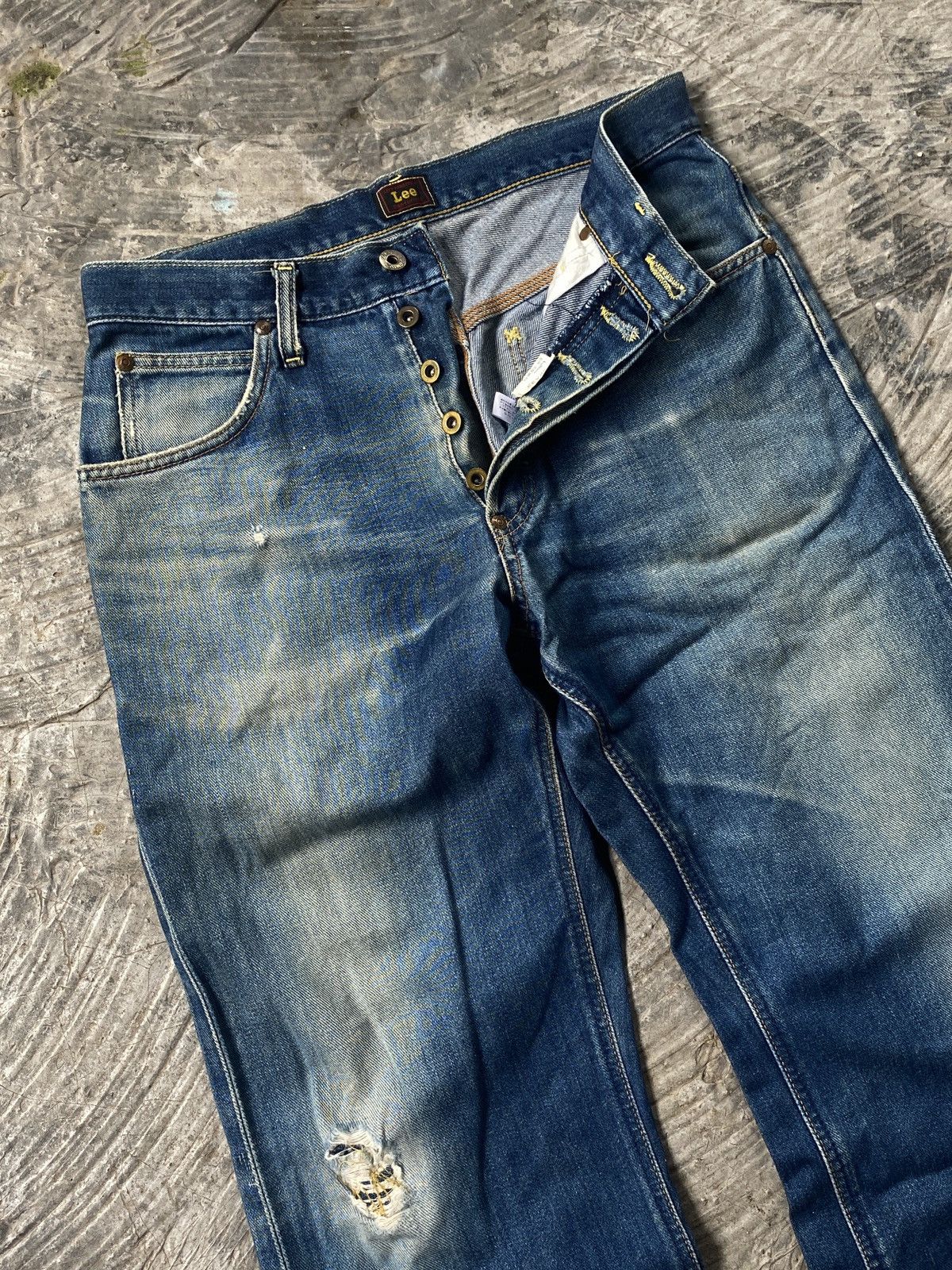 🔥Vintage🔥Lee Cowboy Selvedge Buttoned Light wash denim jean